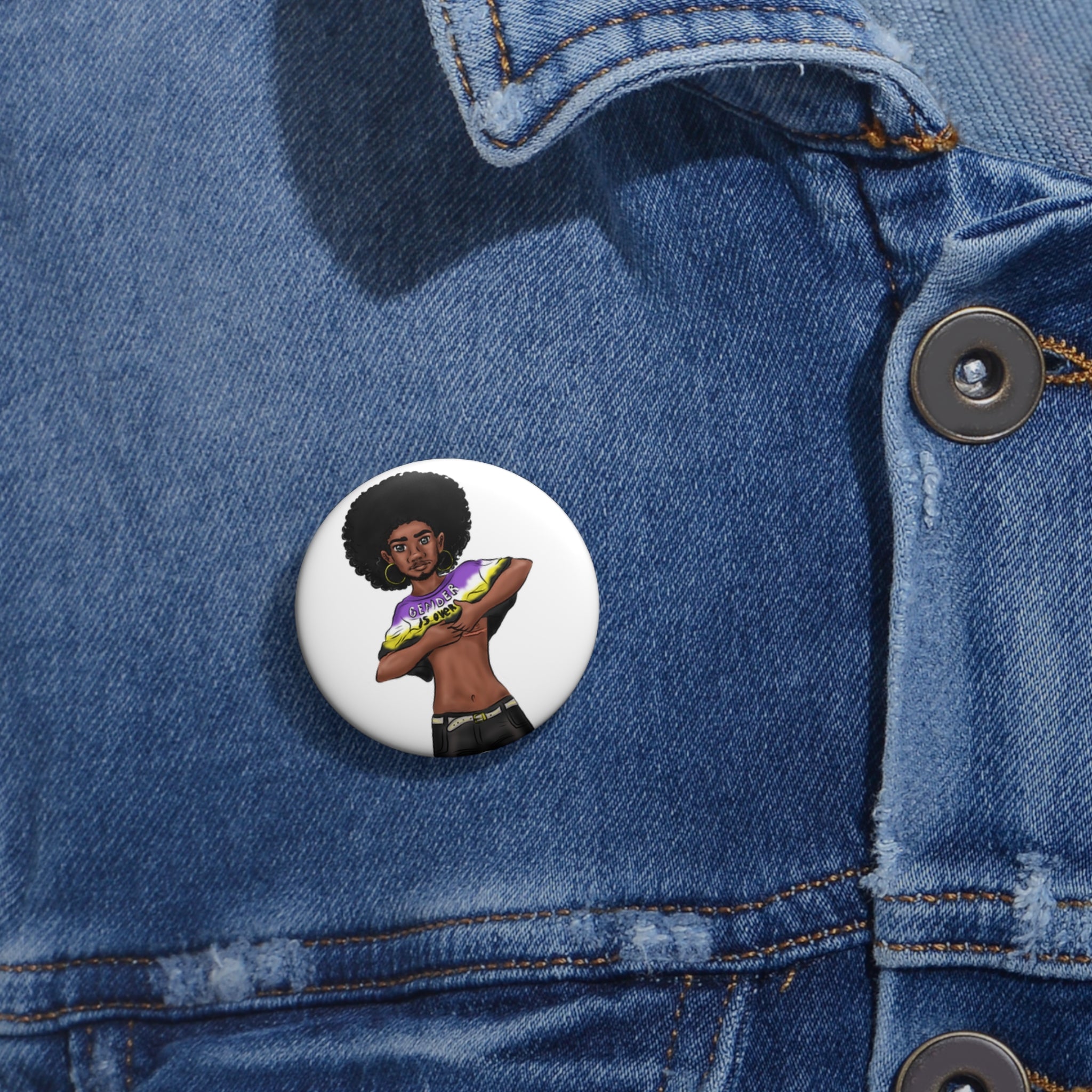 O gênero acabou com botões de alfinetes personalizados