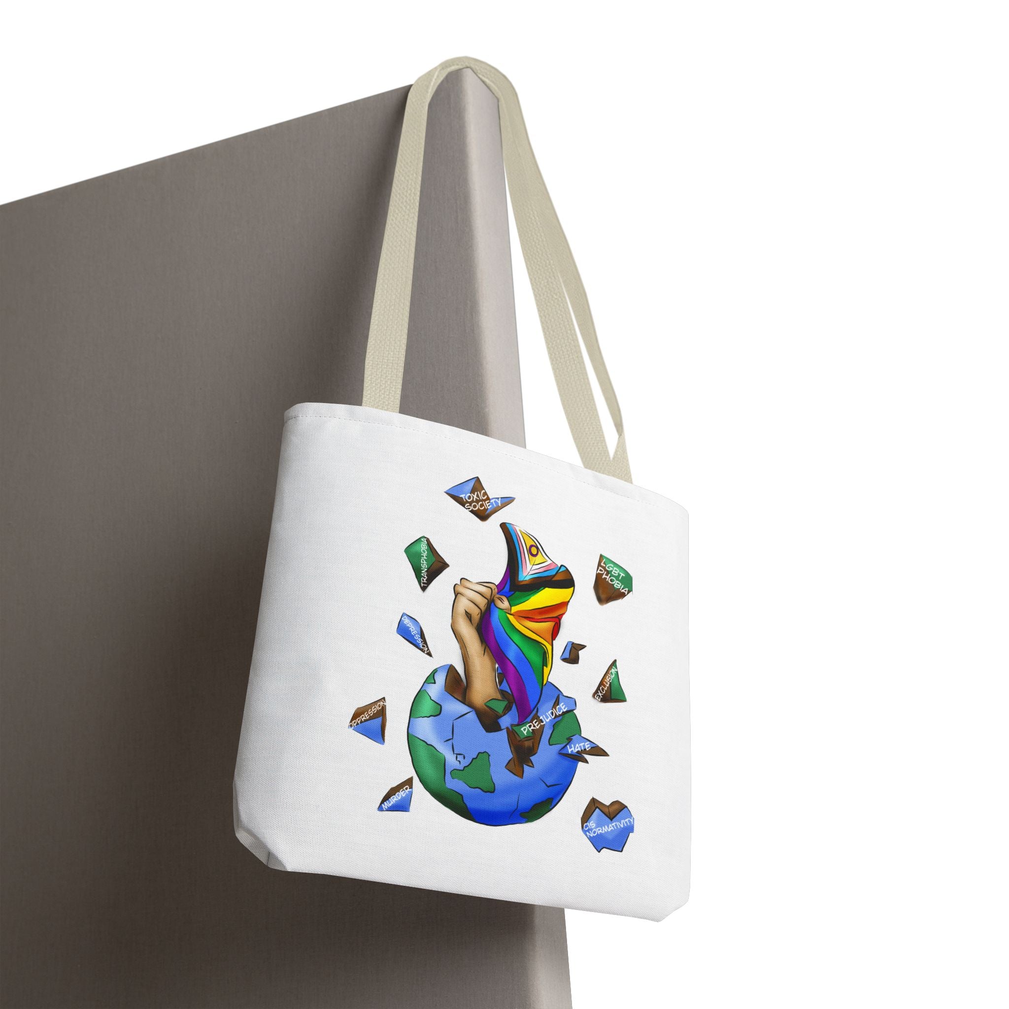 Progress Pride Flag Tote Bag – Breaking Barriers Art, Durable Polyester, Multiple Sizes | Inclusive LGBTQIA+ Accessory | Voce Lindx