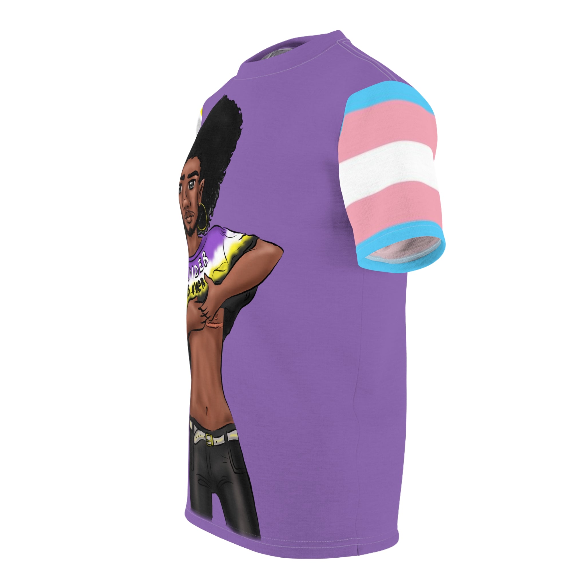 Gender Is Over Gender-Free Pride Tee – Trans & Nonbinary Flag Sleeves, Soft Microfiber, Inclusive LGBTQIA+ Fashion | Voce Lindx