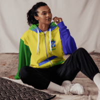 Brazil Flag Zip Hoodie – Soft Recycled Blend, Metal Zip & Front Pockets | Statement Pride Wear by Voce Lindx