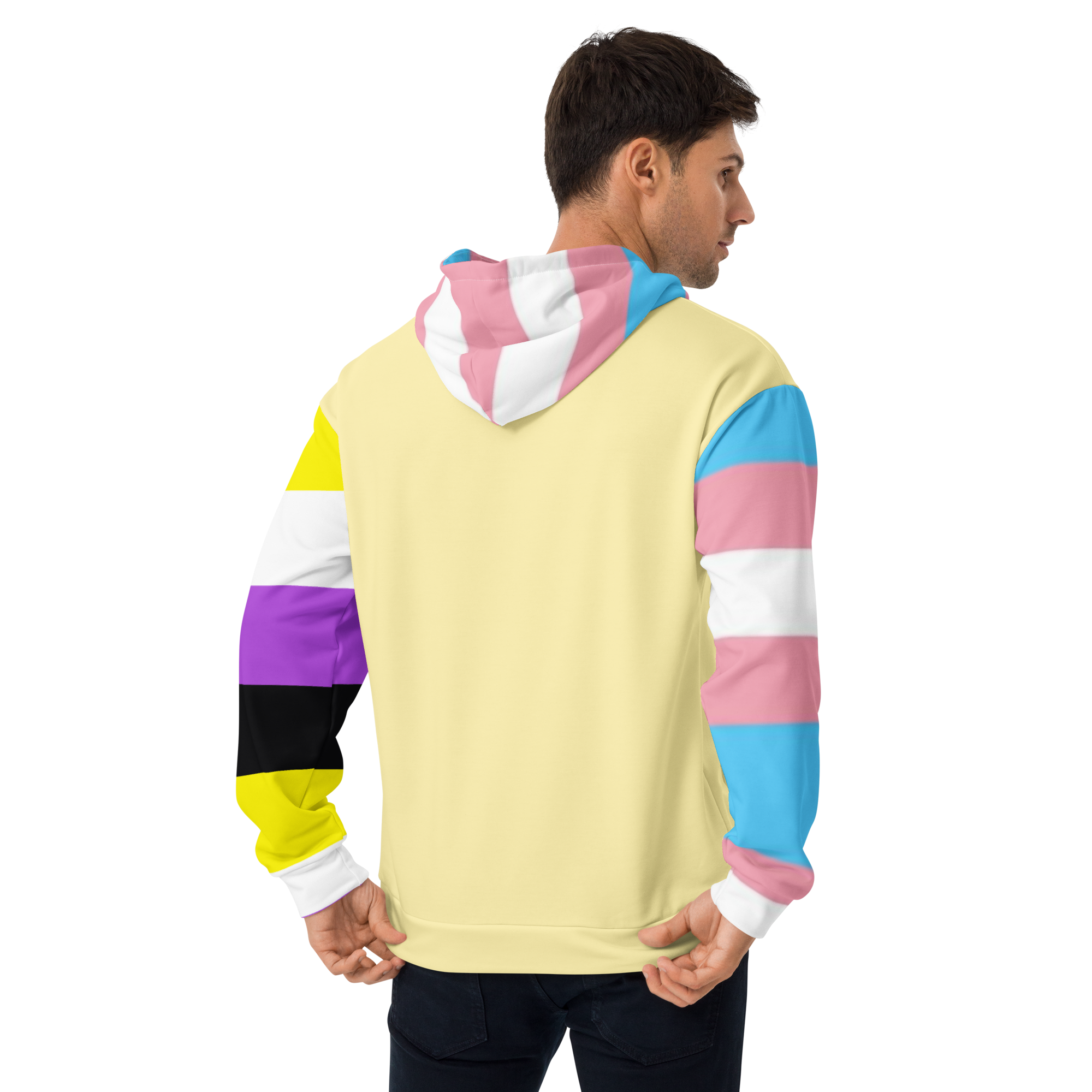 Trans + Non-Binary Flag Hoodie – Inclusive Pride Fashion | Comfortable & Gender-Free Statement Wear