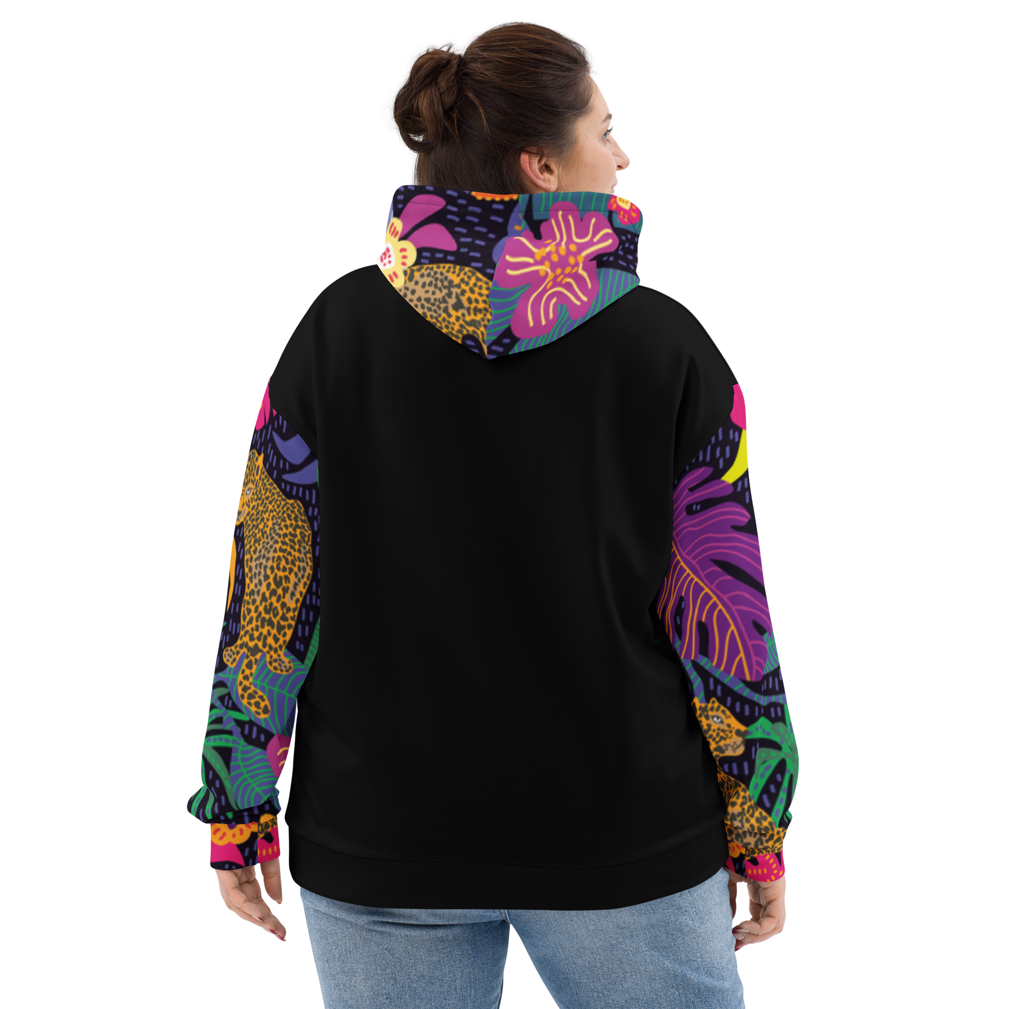 Floral Jaguar Hoodie – Colourful Print with Botanical Motifs | Bold & Artistic Streetwear