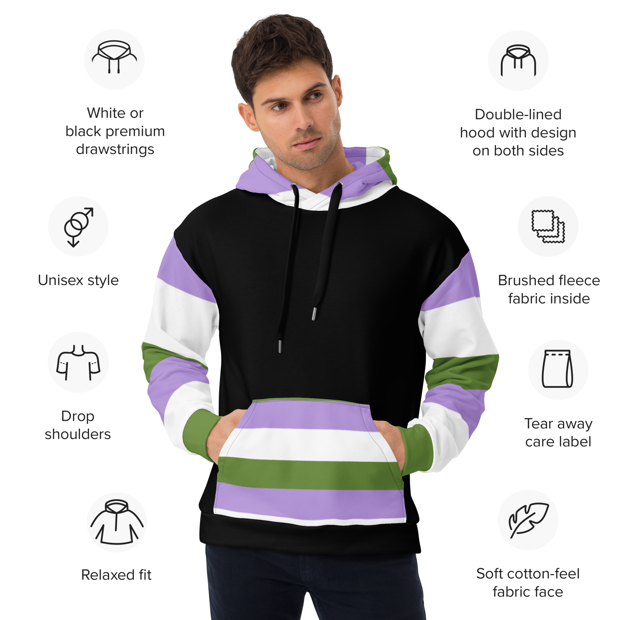 Sudadera con capucha Bandera del orgullo Genderqueer