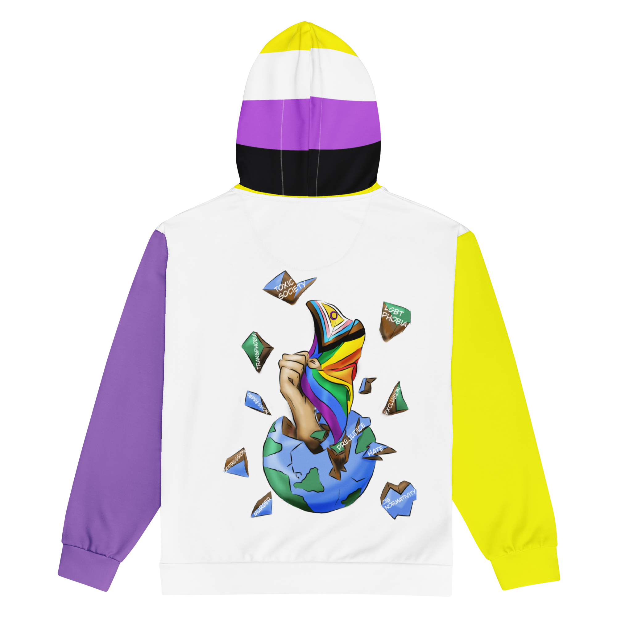 Sudadera con capucha y cremallera no binaria