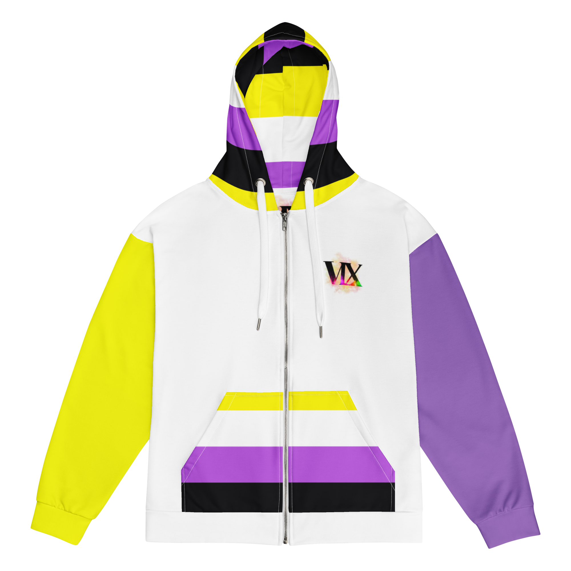 Sudadera con capucha y cremallera no binaria