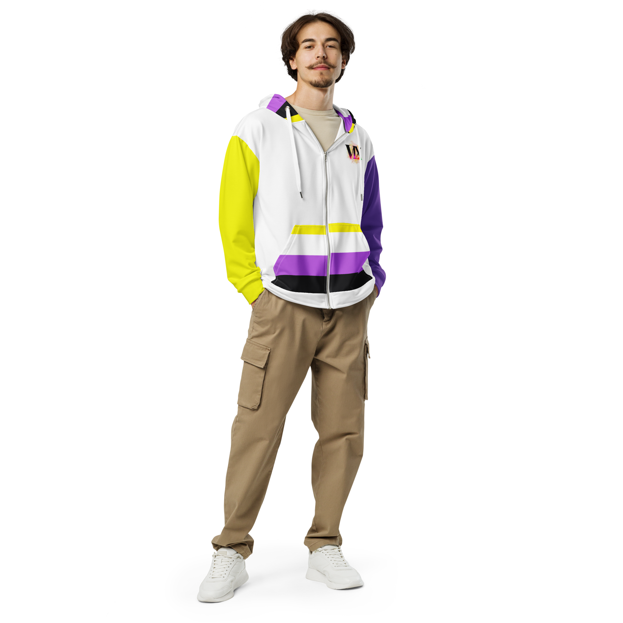 Sudadera con capucha y cremallera no binaria