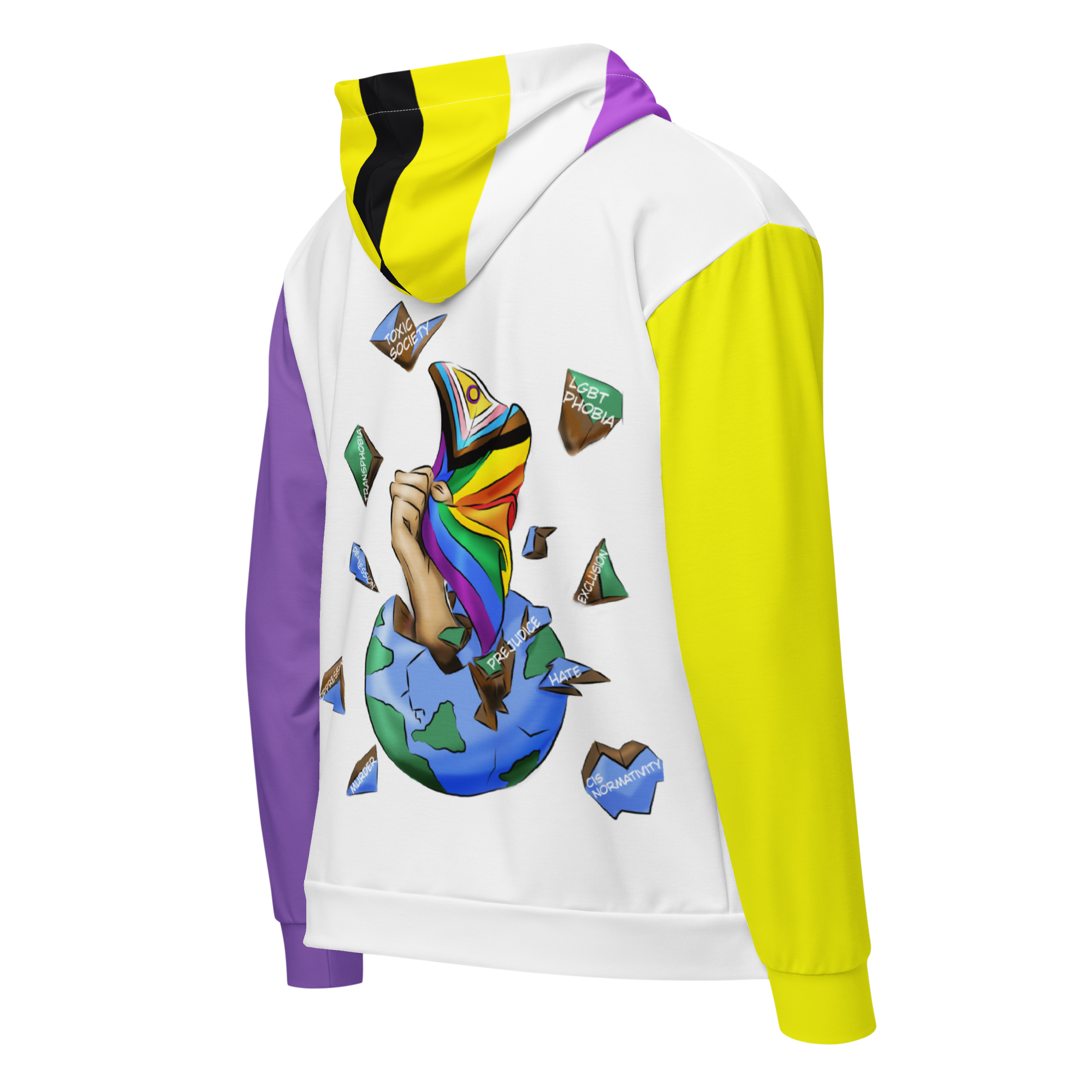 Sudadera con capucha y cremallera no binaria