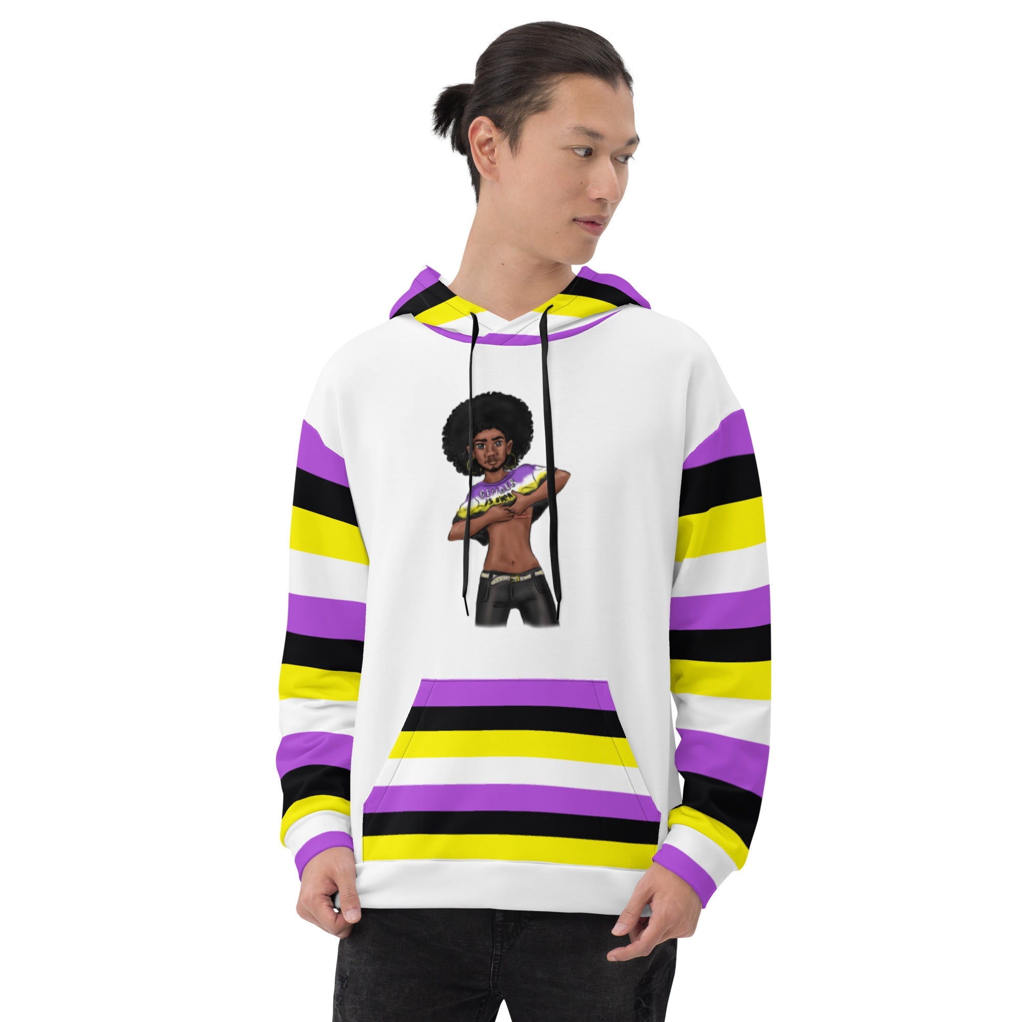 “Gender Is Over” Hoodie – Diverse Pride Flag Design | Recycled, Comfortable & Inclusive Fit