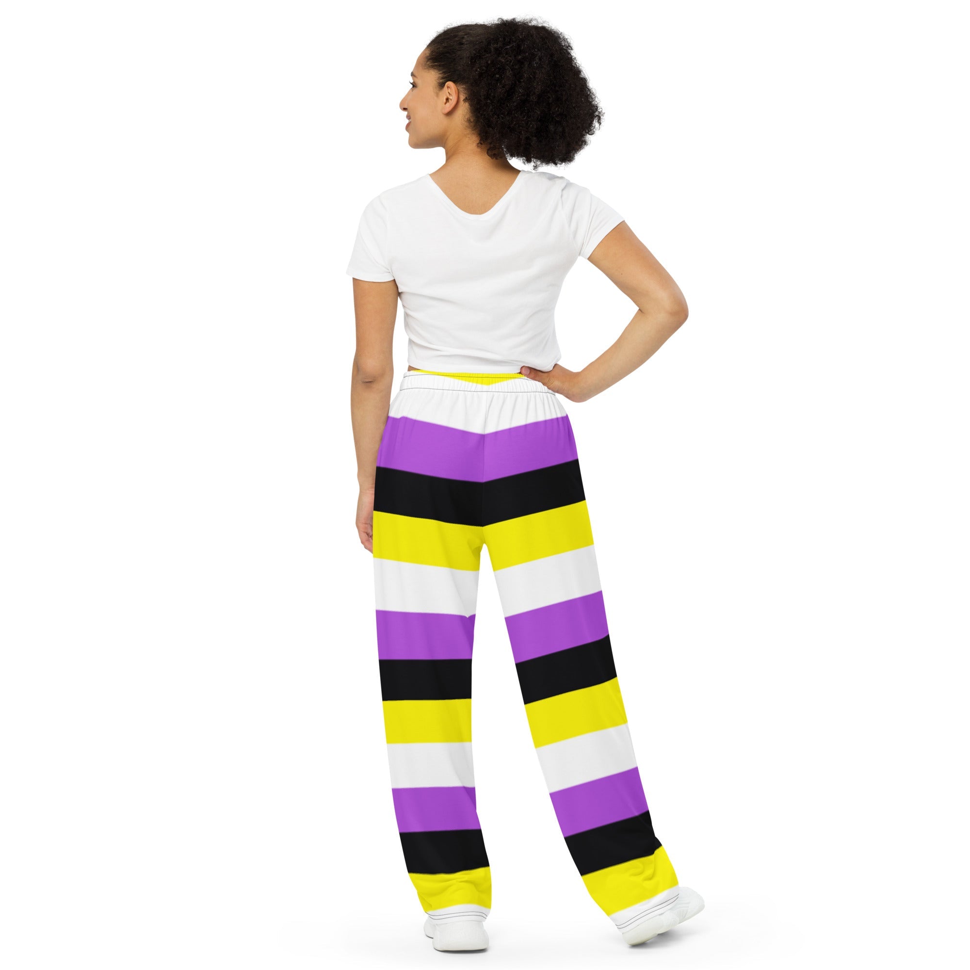 Non-Binary Pride Flag Wide-Leg Trousers – Bold, Comfortable and Inclusive Statement Pants