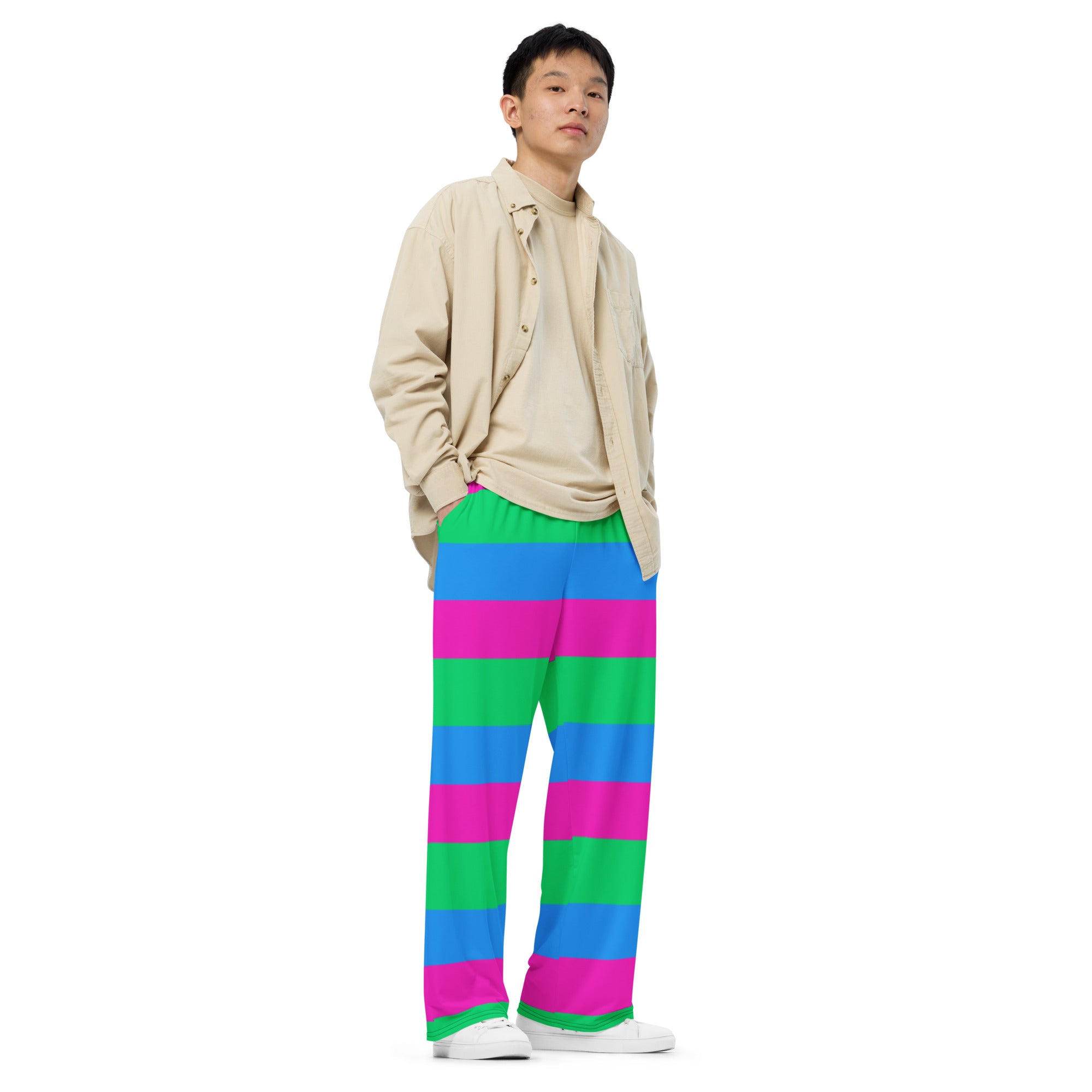 Wide-Leg Pants with Polysexual Pride Flag – Colourful, Comfortable & Inclusive Design