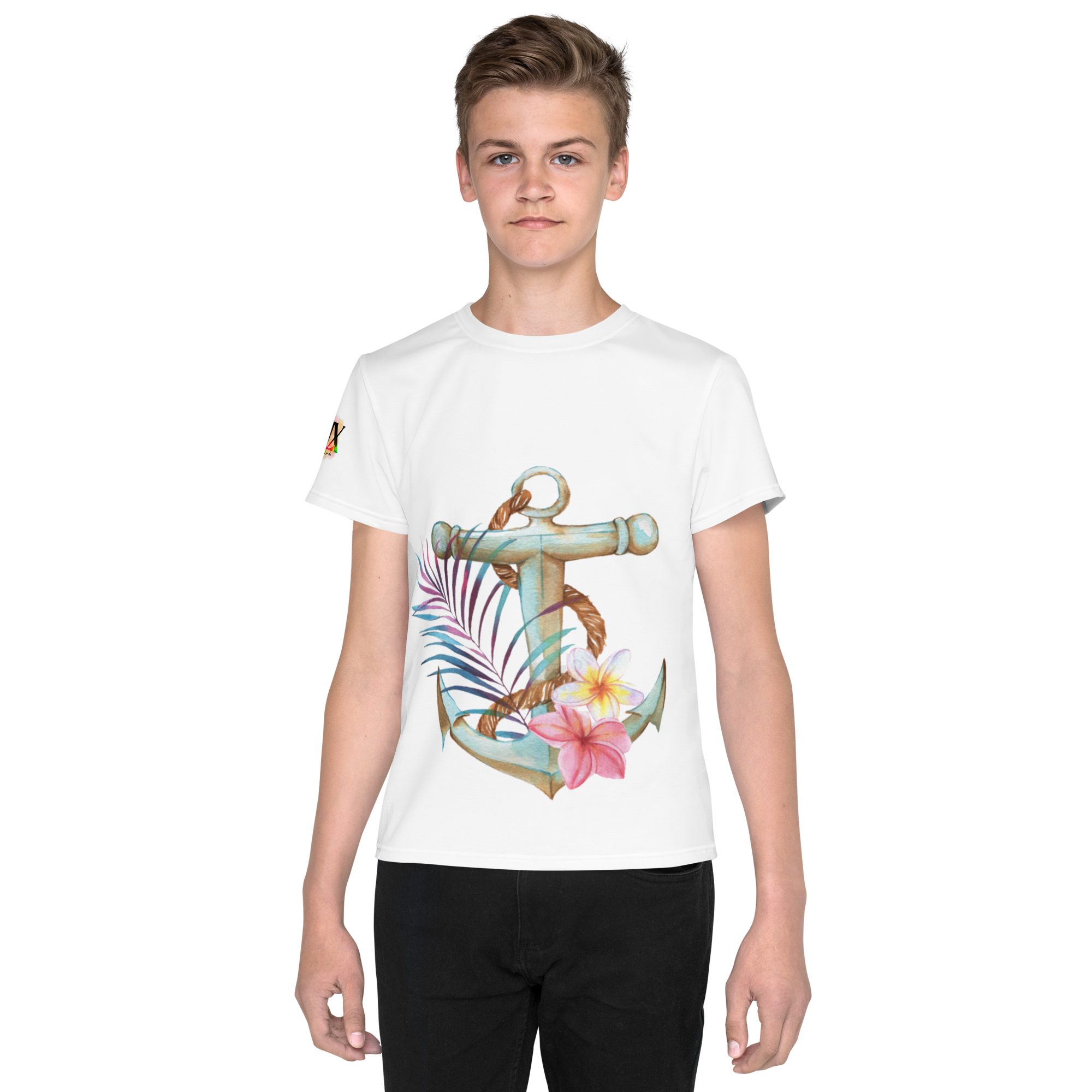 Camiseta juvenil cuello redondo ancla