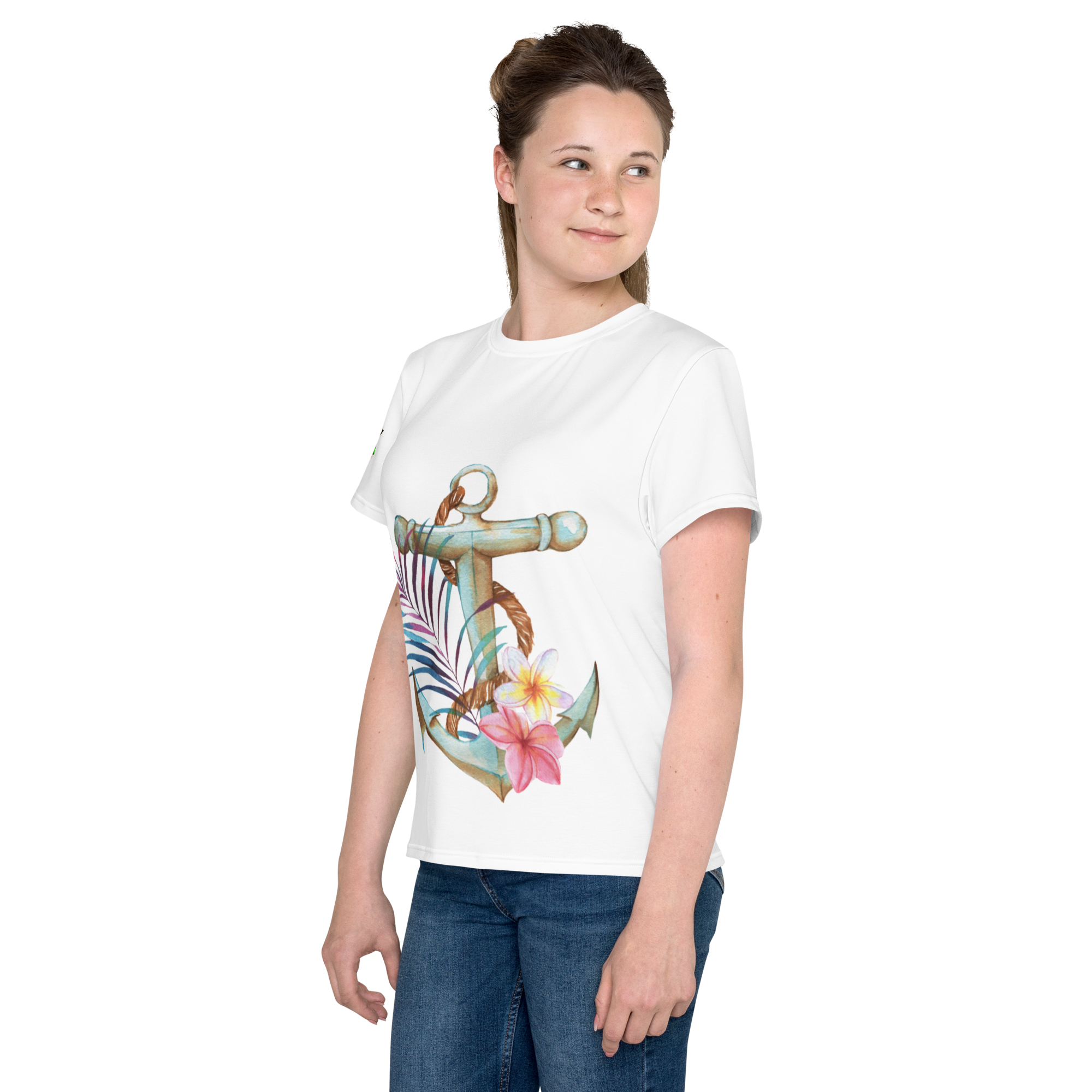 Camiseta juvenil cuello redondo ancla