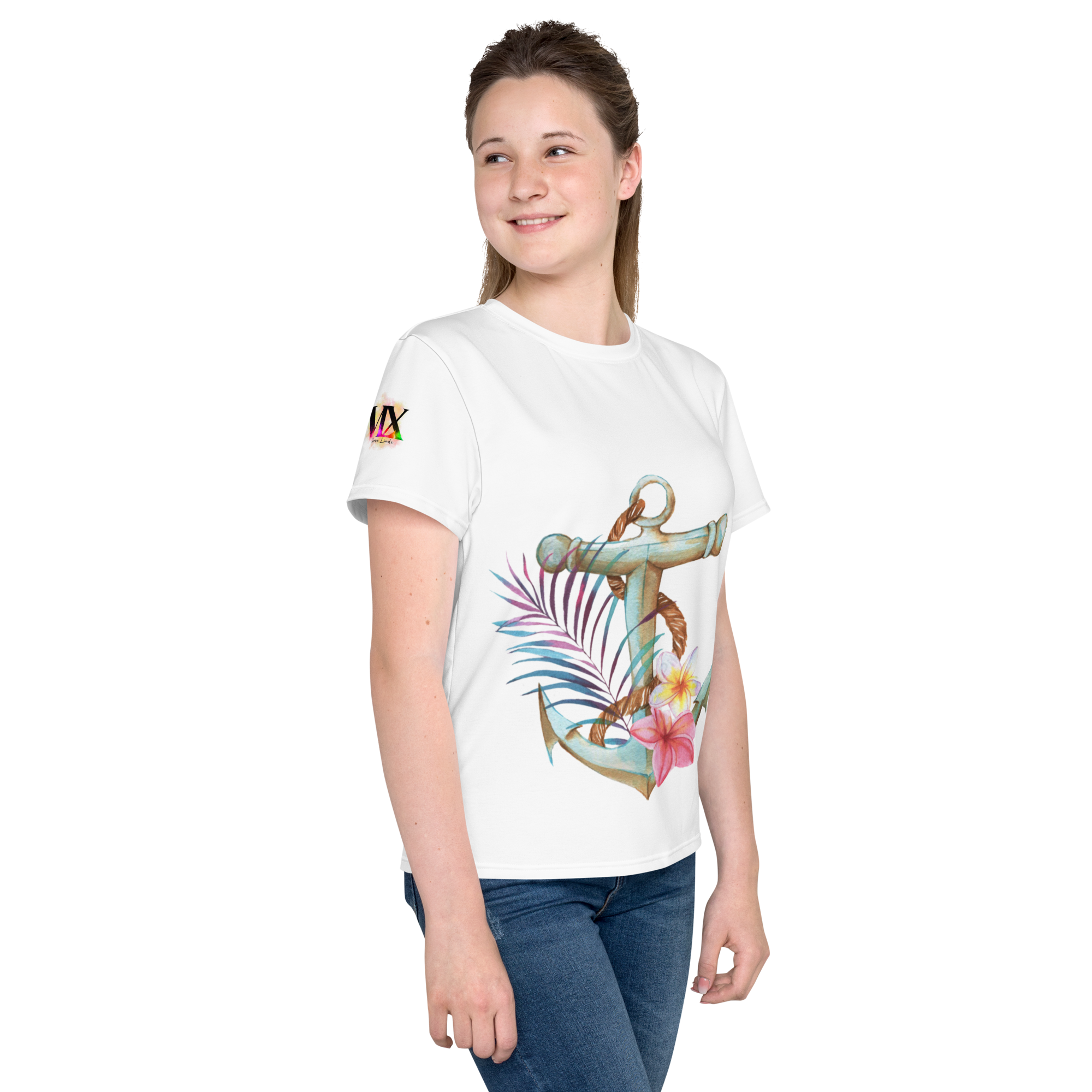 Camiseta juvenil cuello redondo ancla