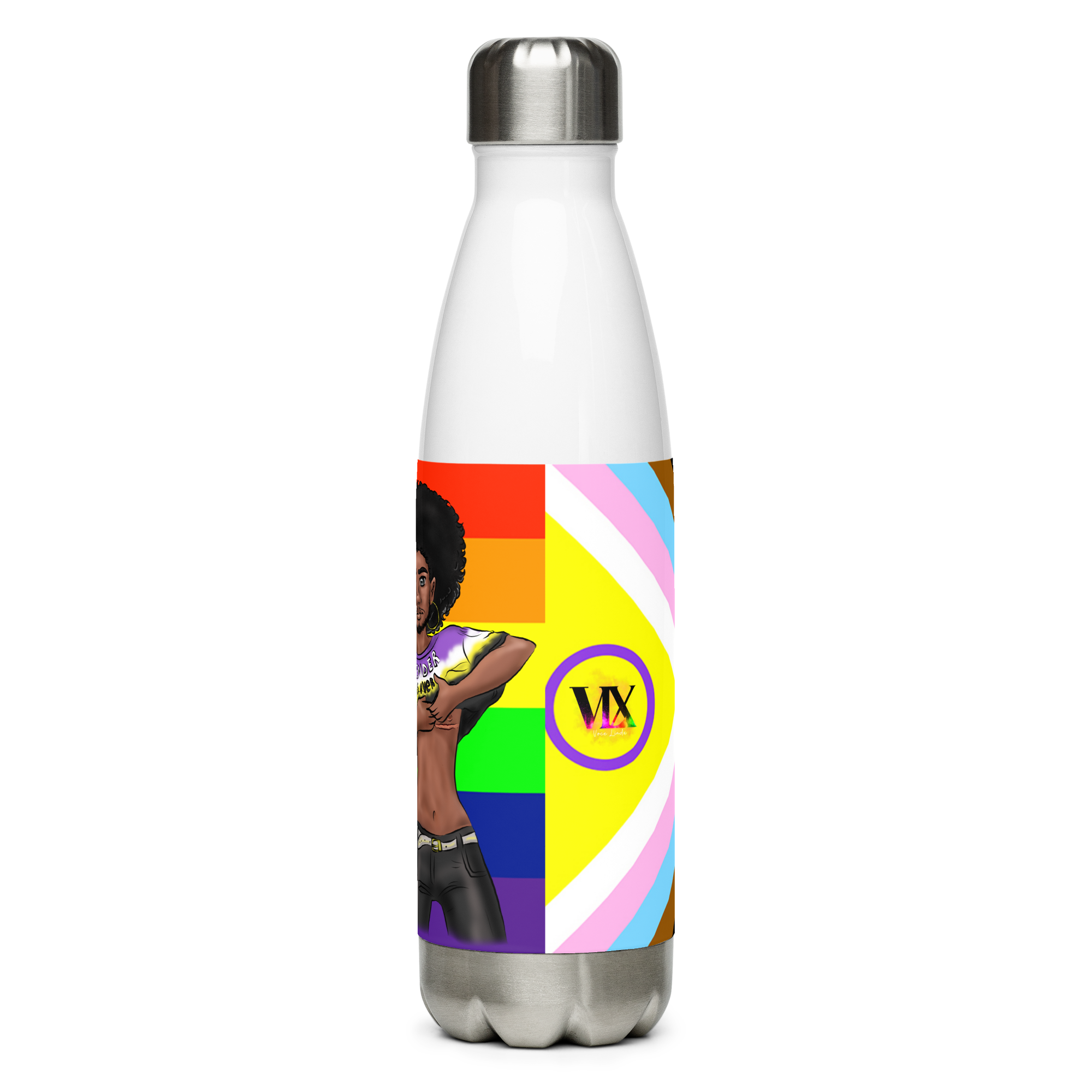 Botella de agua de acero inoxidable No binario y Orgullo Intersexual-Inclusivo