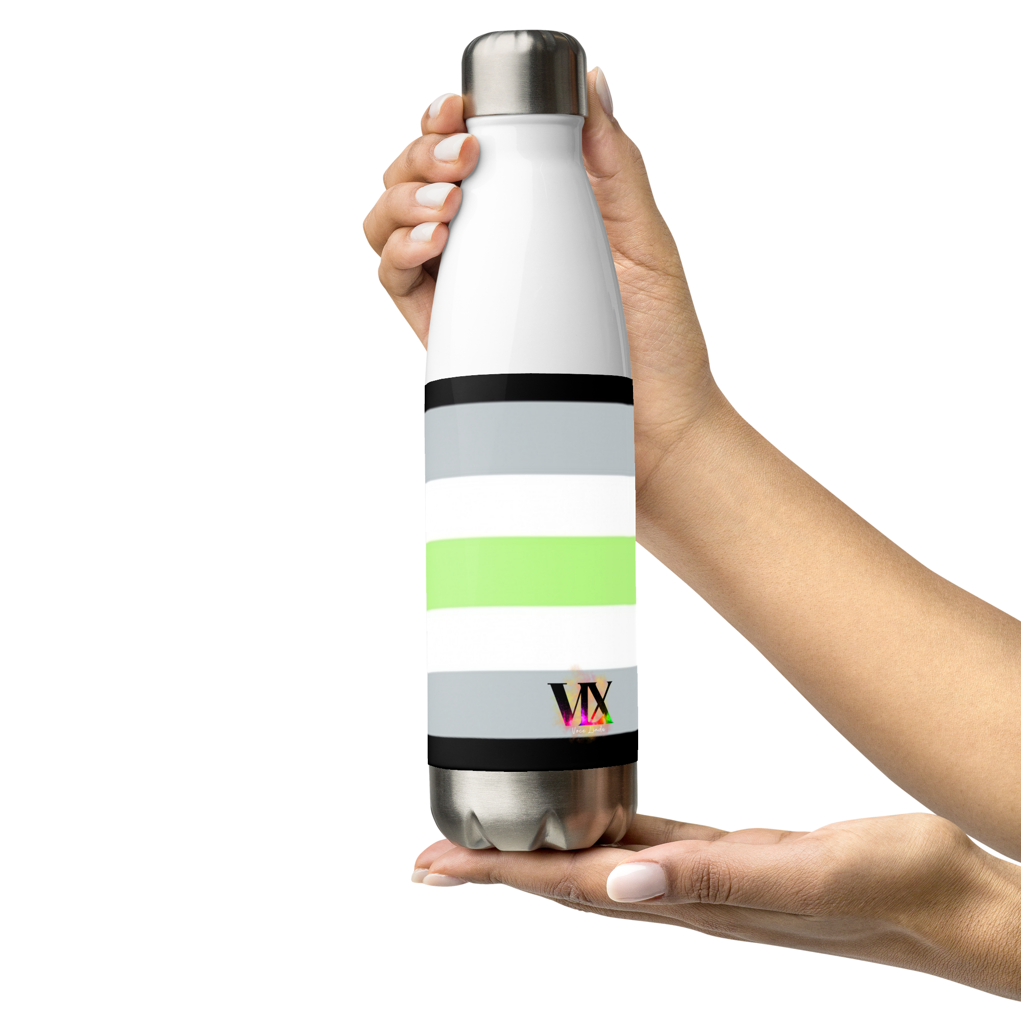 Agender Pride Flag Stainless Steel Water Bottle – 500ml BPA-Free Reusable Insulated Flask | LGBTQIA+ Visibility Design