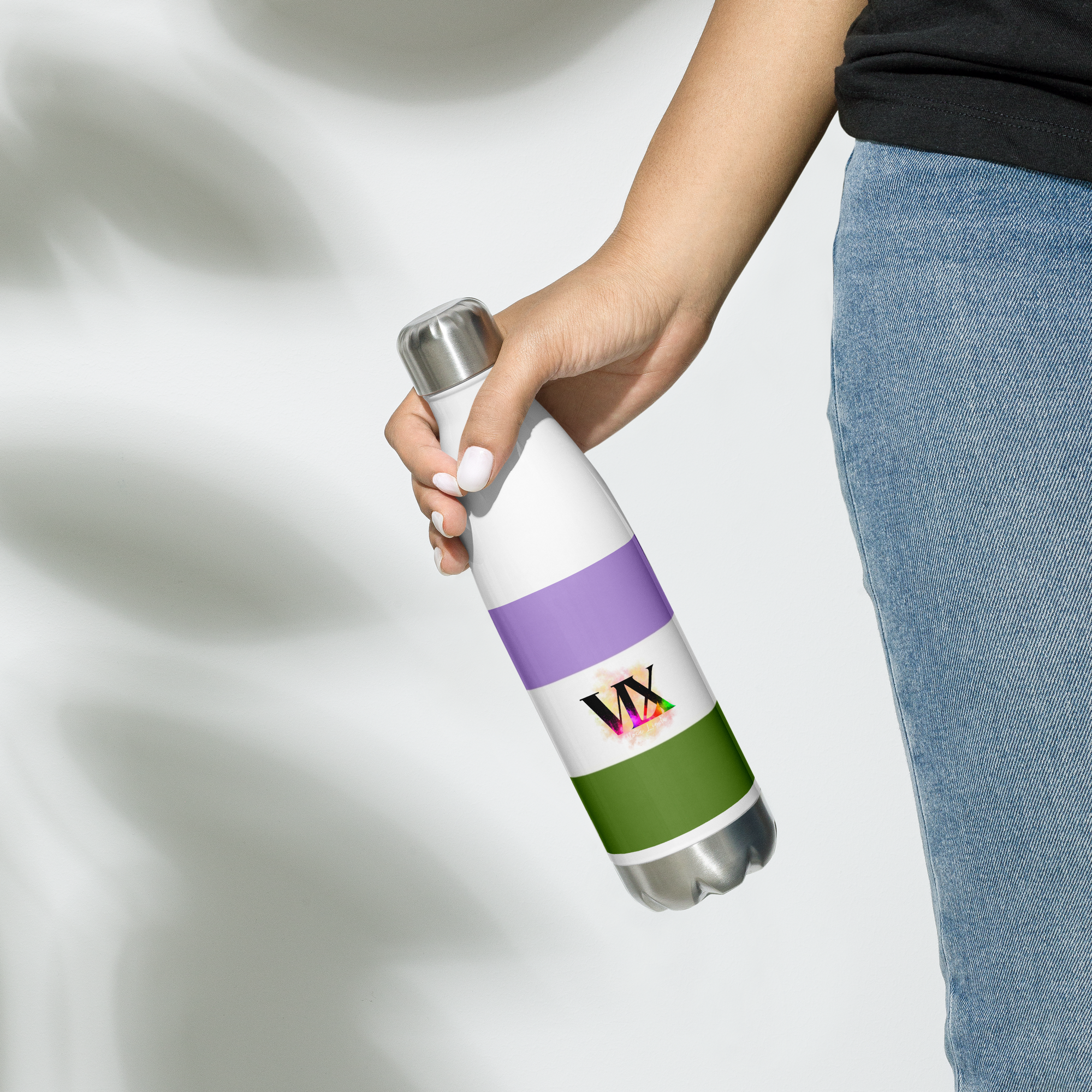 Garrafa de água de aço inoxidável Bandeira Genderqueer