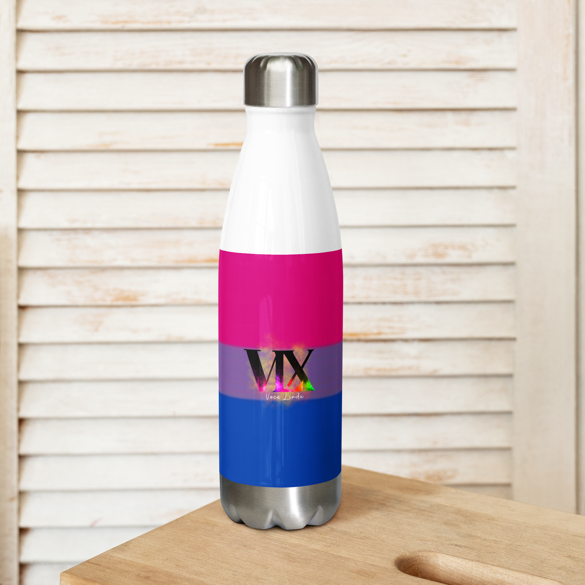 VOCE LINDX Bisexual Flag Stainless Steel Water Bottle – 500ml Double-Walled, Leak-Proof, Gloss Finish