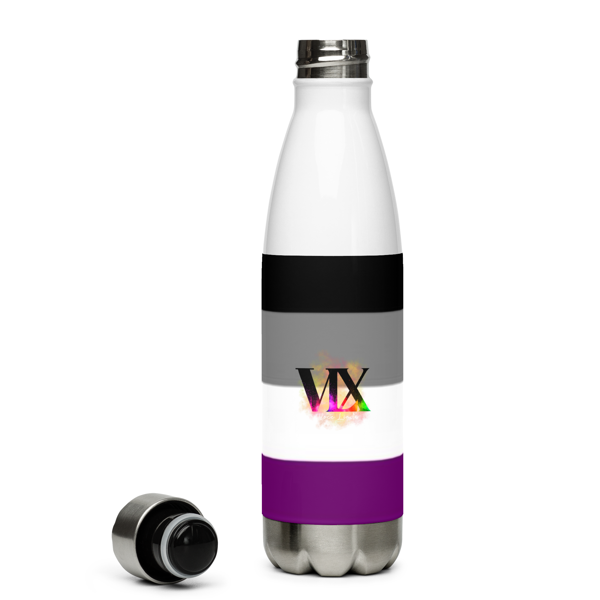 VOCE LINDX Asexual Flag Stainless Steel Water Bottle – 500 ml Vacuum-Insulated, Leak-Proof, Colourful Design