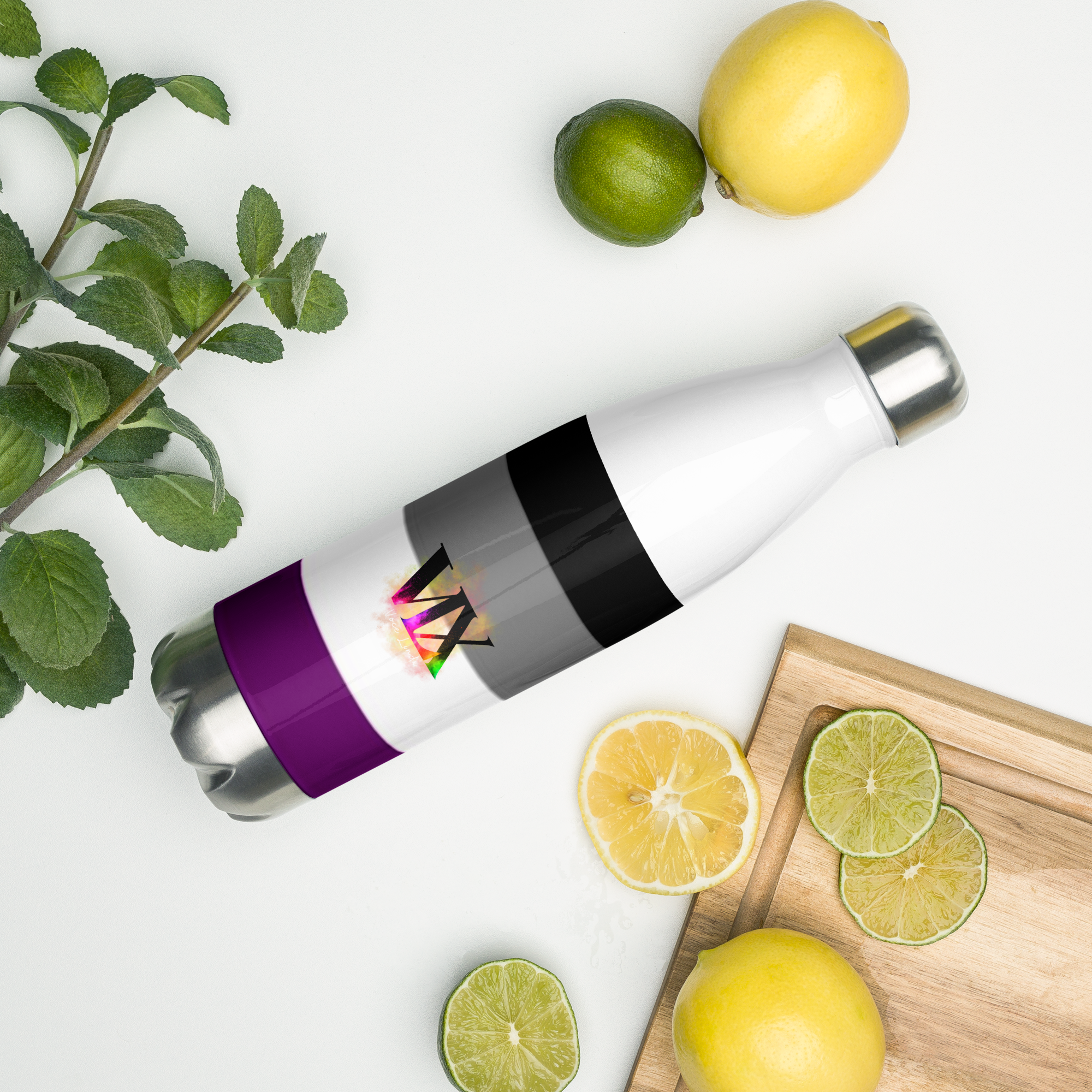 VOCE LINDX Asexual Flag Stainless Steel Water Bottle – 500 ml Vacuum-Insulated, Leak-Proof, Colourful Design