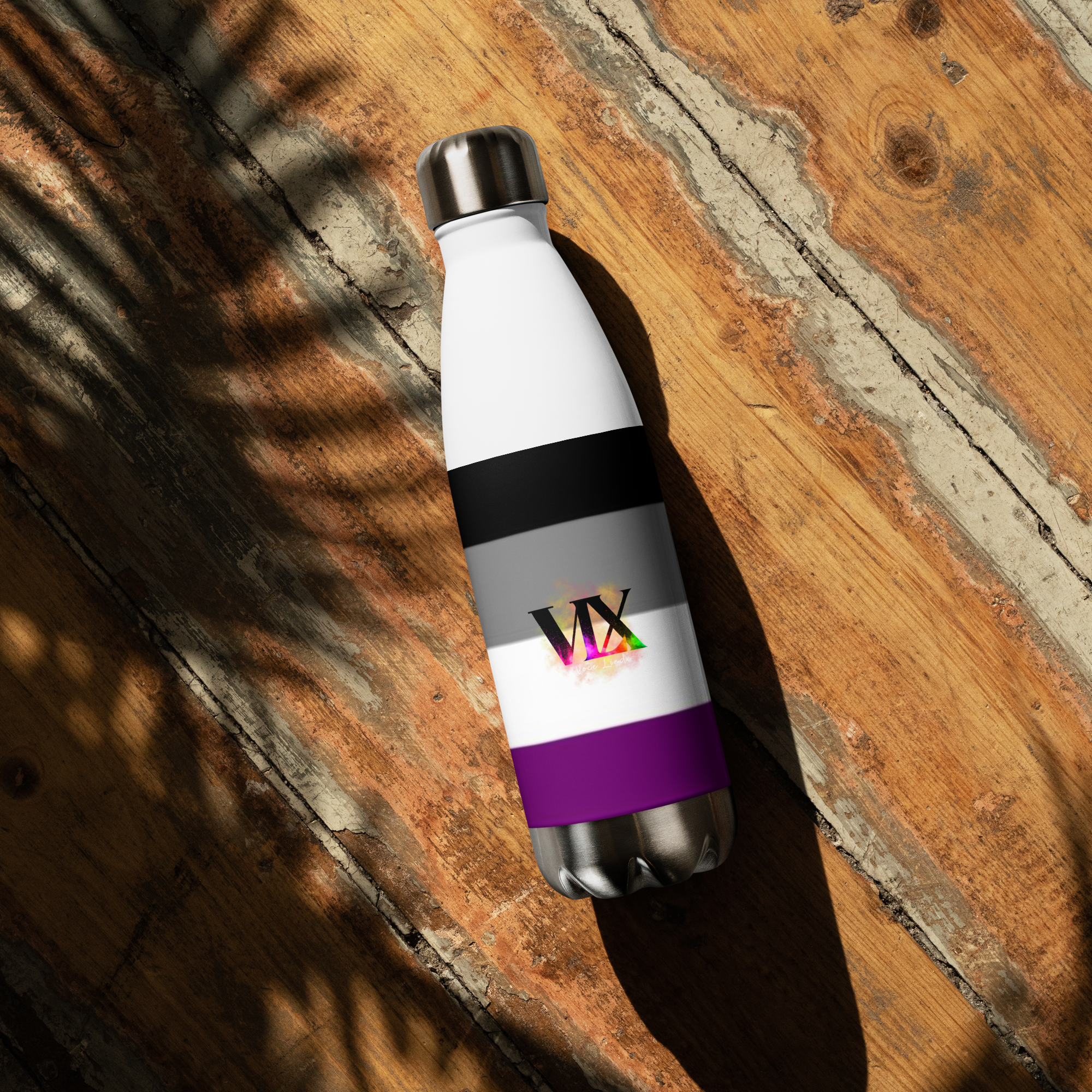 VOCE LINDX Asexual Flag Stainless Steel Water Bottle – 500 ml Vacuum-Insulated, Leak-Proof, Colourful Design