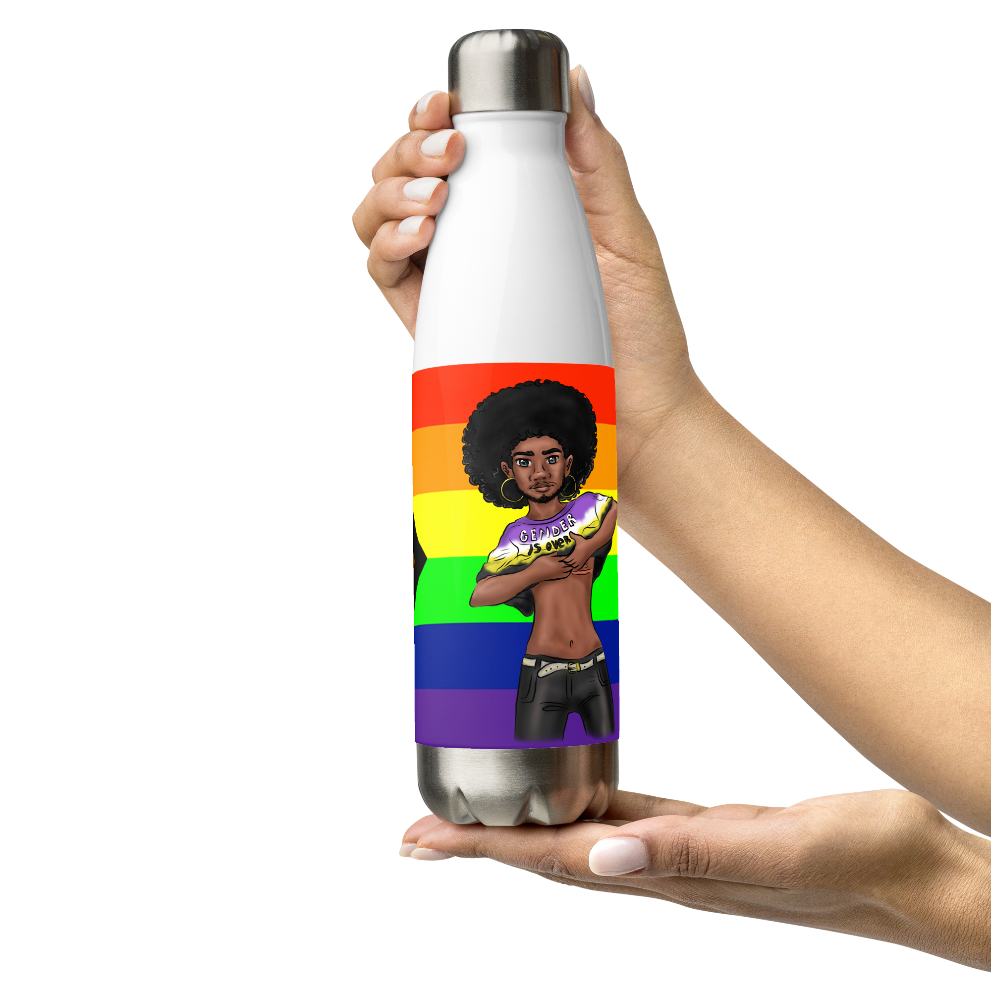 Botella de agua de acero inoxidable No binario y Orgullo Intersexual-Inclusivo