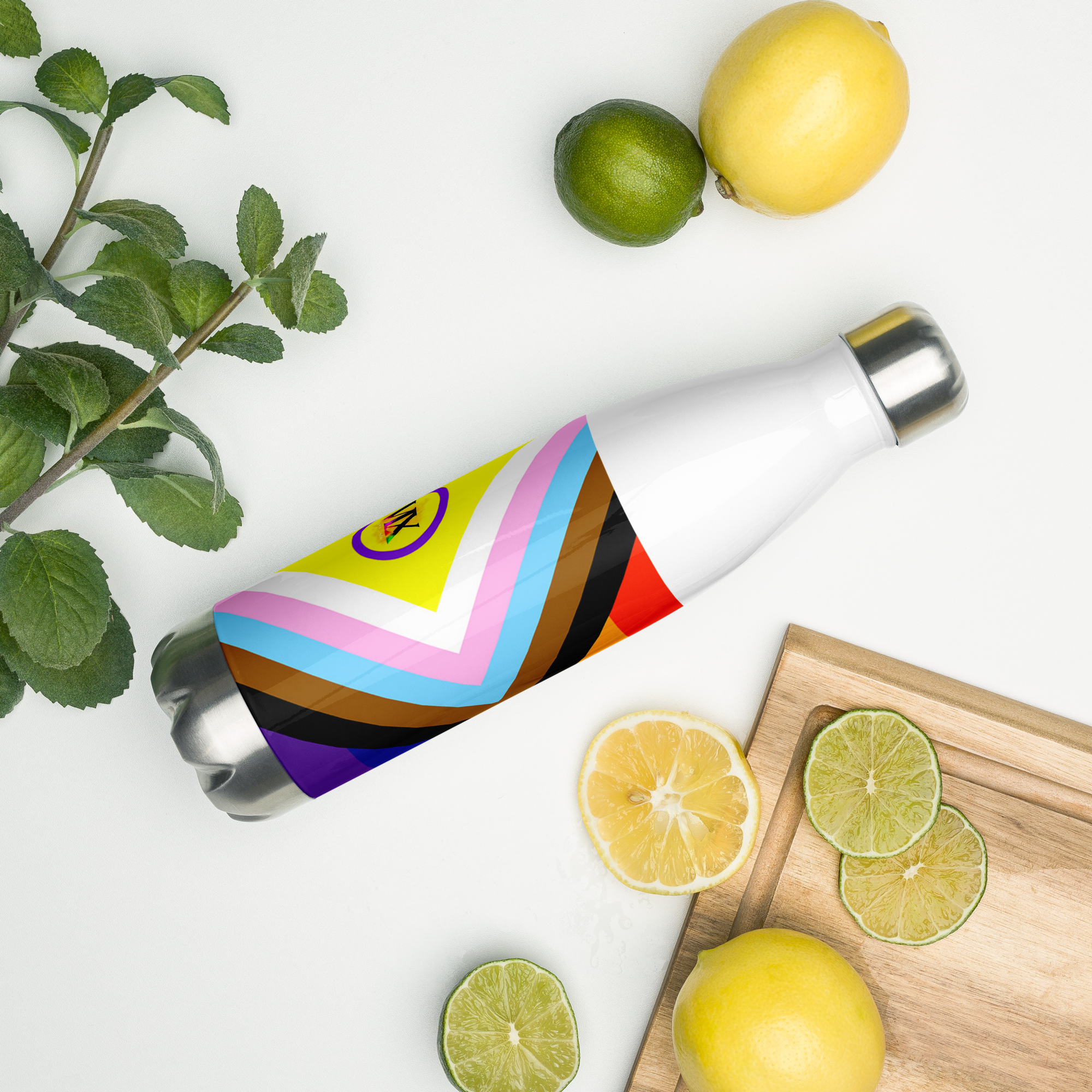 Botella de agua de acero inoxidable No binario y Orgullo Intersexual-Inclusivo
