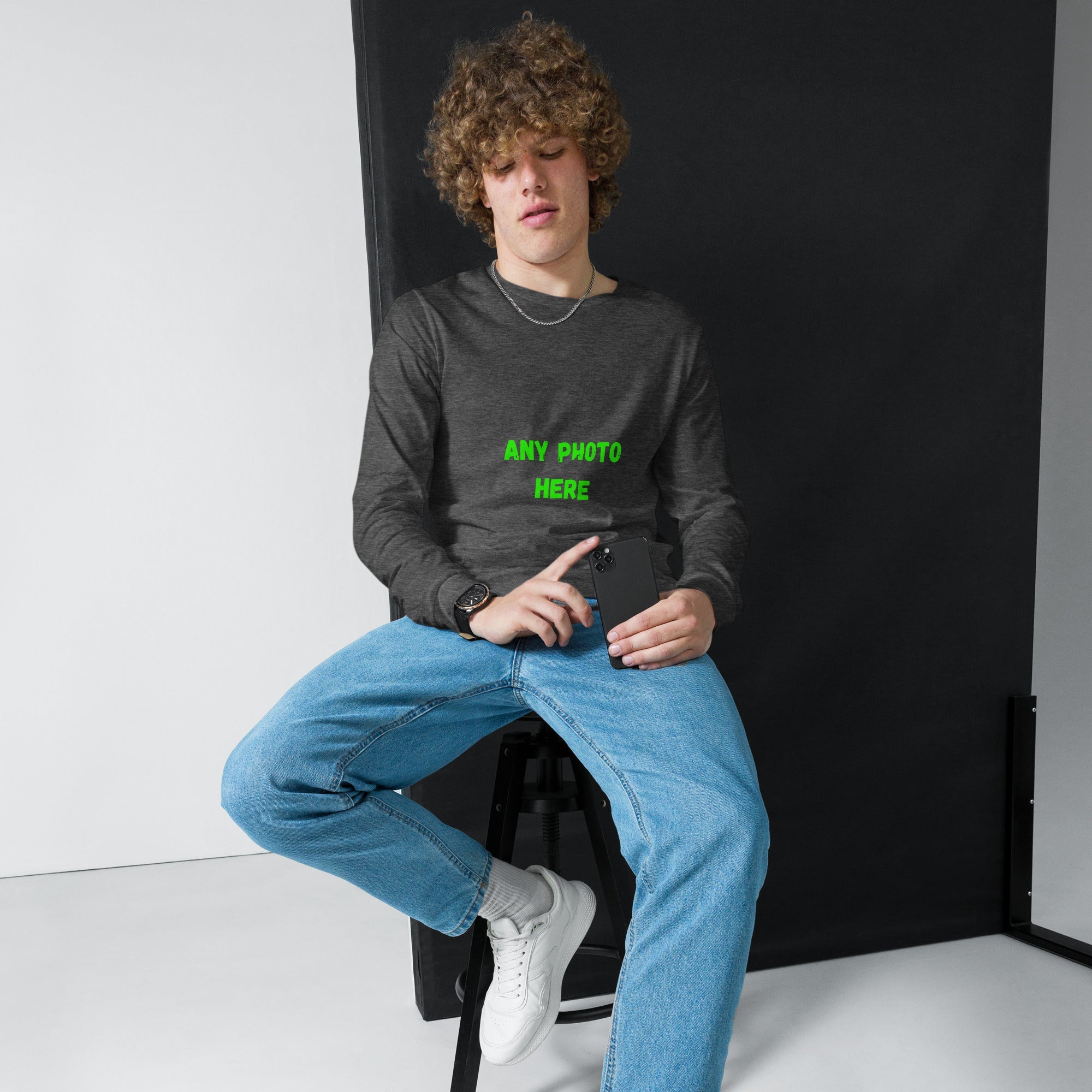 VOCE LINDX Long Sleeve Tee – Upload Your Photo or Design – 100% Cotton Jersey, Comfortable & Customisable