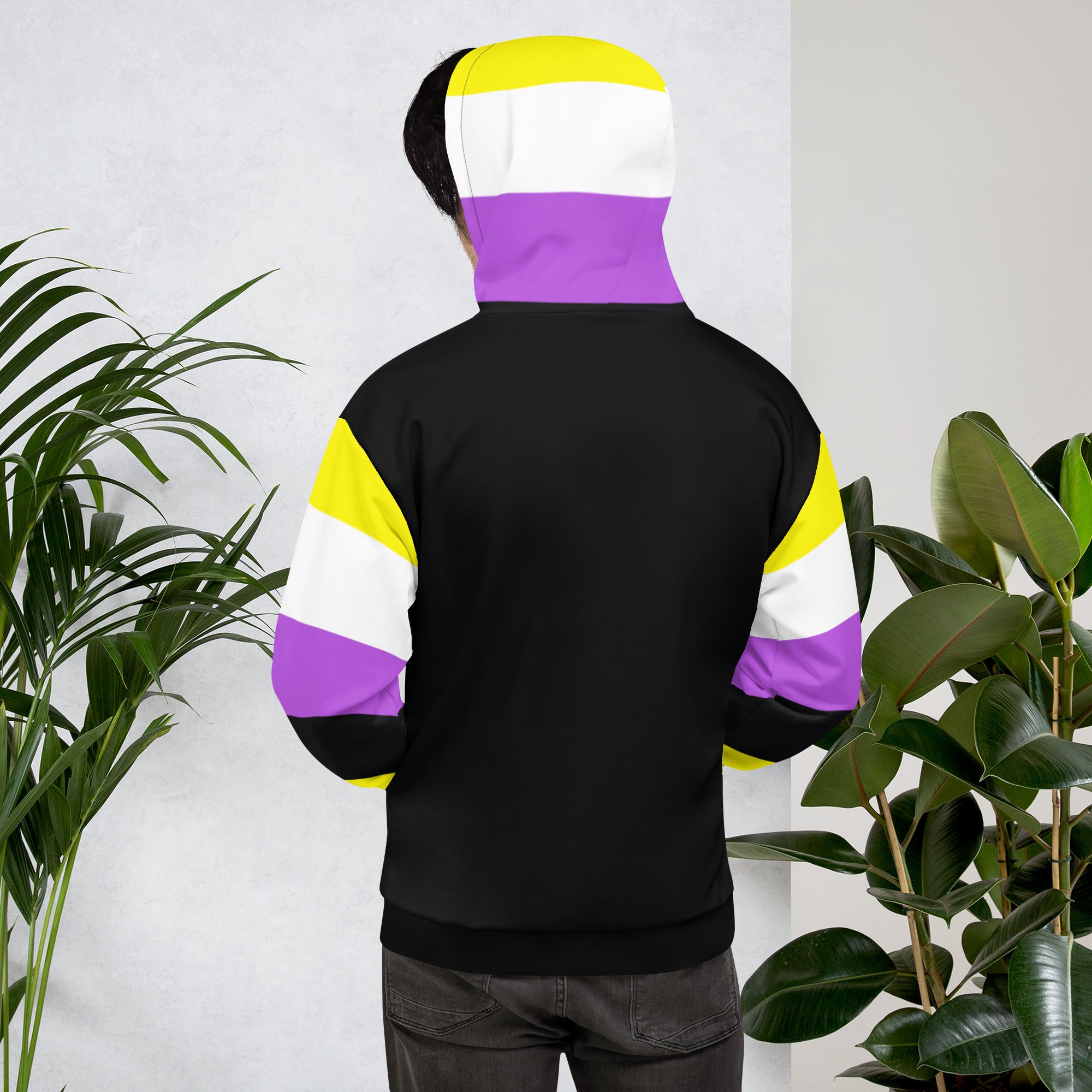 Non-Binary Pride Hoodie – Inclusive Yellow, White, Purple and Black Flag Design | Comfortable Fit