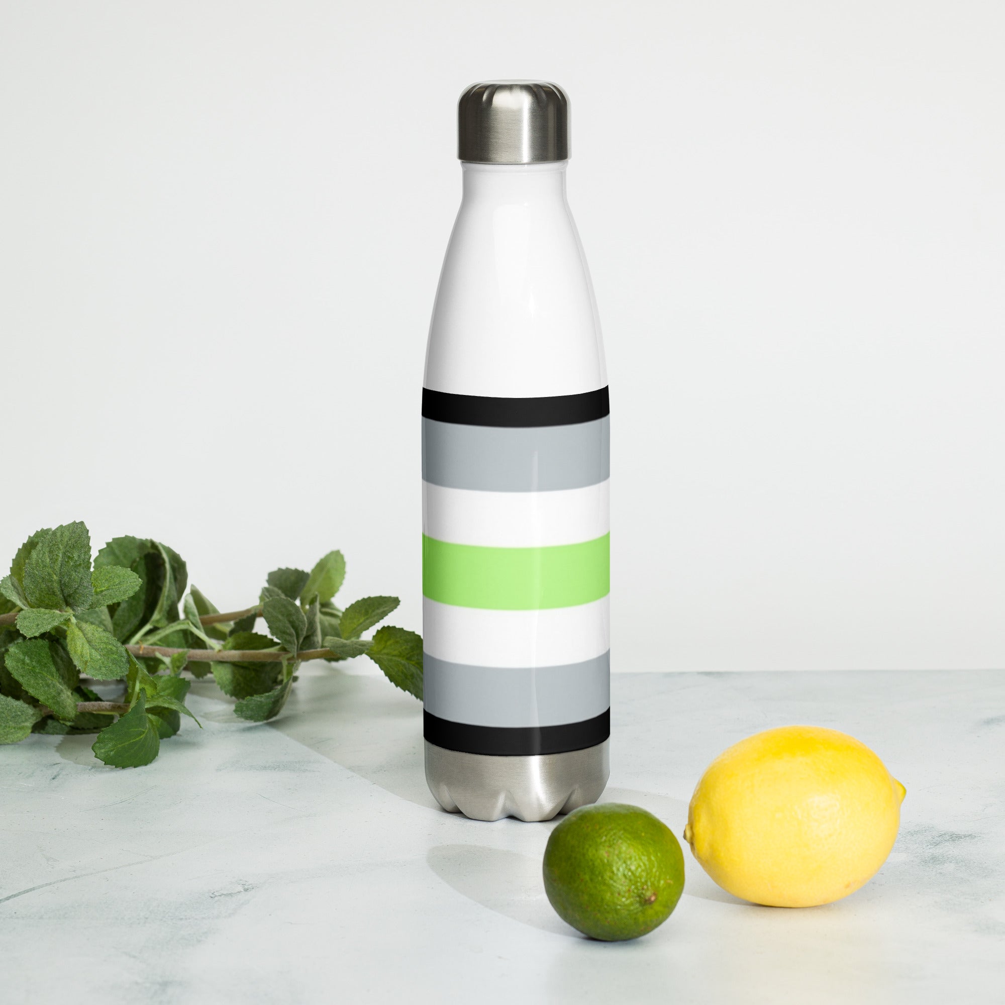 Agender Pride Flag Stainless Steel Water Bottle – 500ml BPA-Free Reusable Insulated Flask | LGBTQIA+ Visibility Design