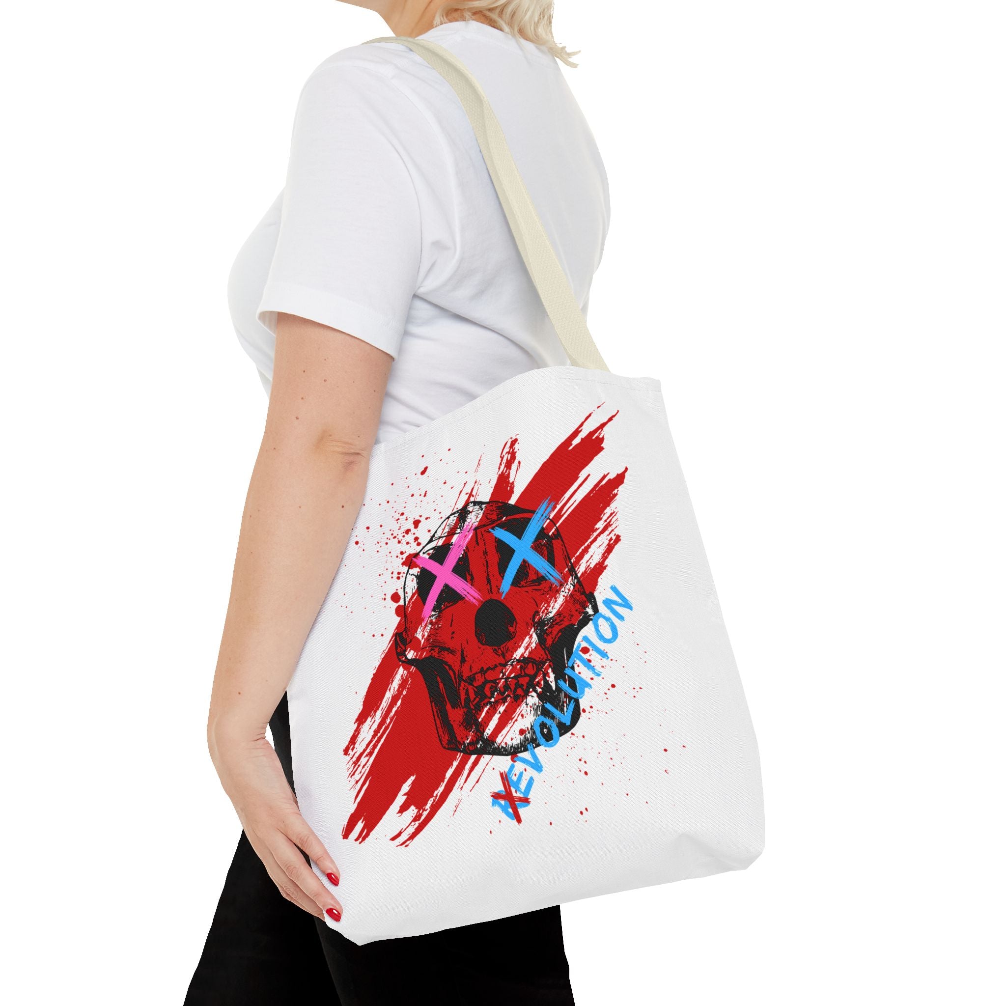 X Revolution Tote Bag – Gender-Free, Skull Art, Durable Polyester, Multiple Sizes | Inclusive LGBTQIA+ Accessory | Voce Lindx