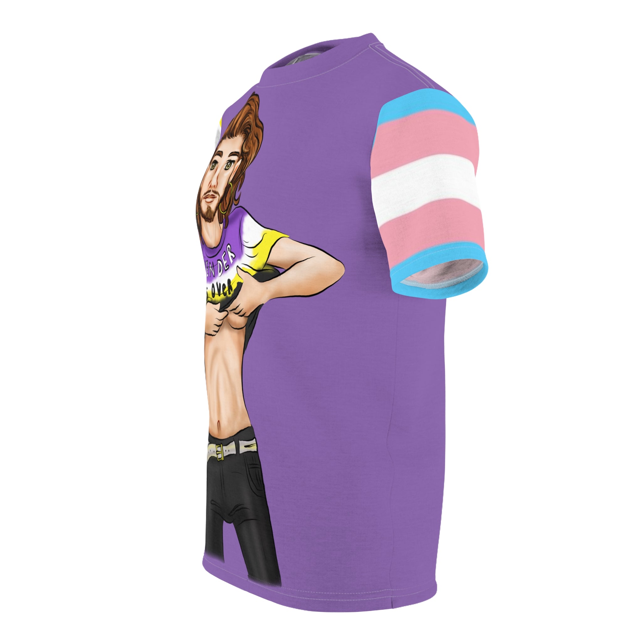 Gender Is Over Gender-Free Tee – Nonbinary &amp; Trans Pride Sleeves, Inclusive LGBTQIA+ Art, Lightweight Polyester | Voce Lindx