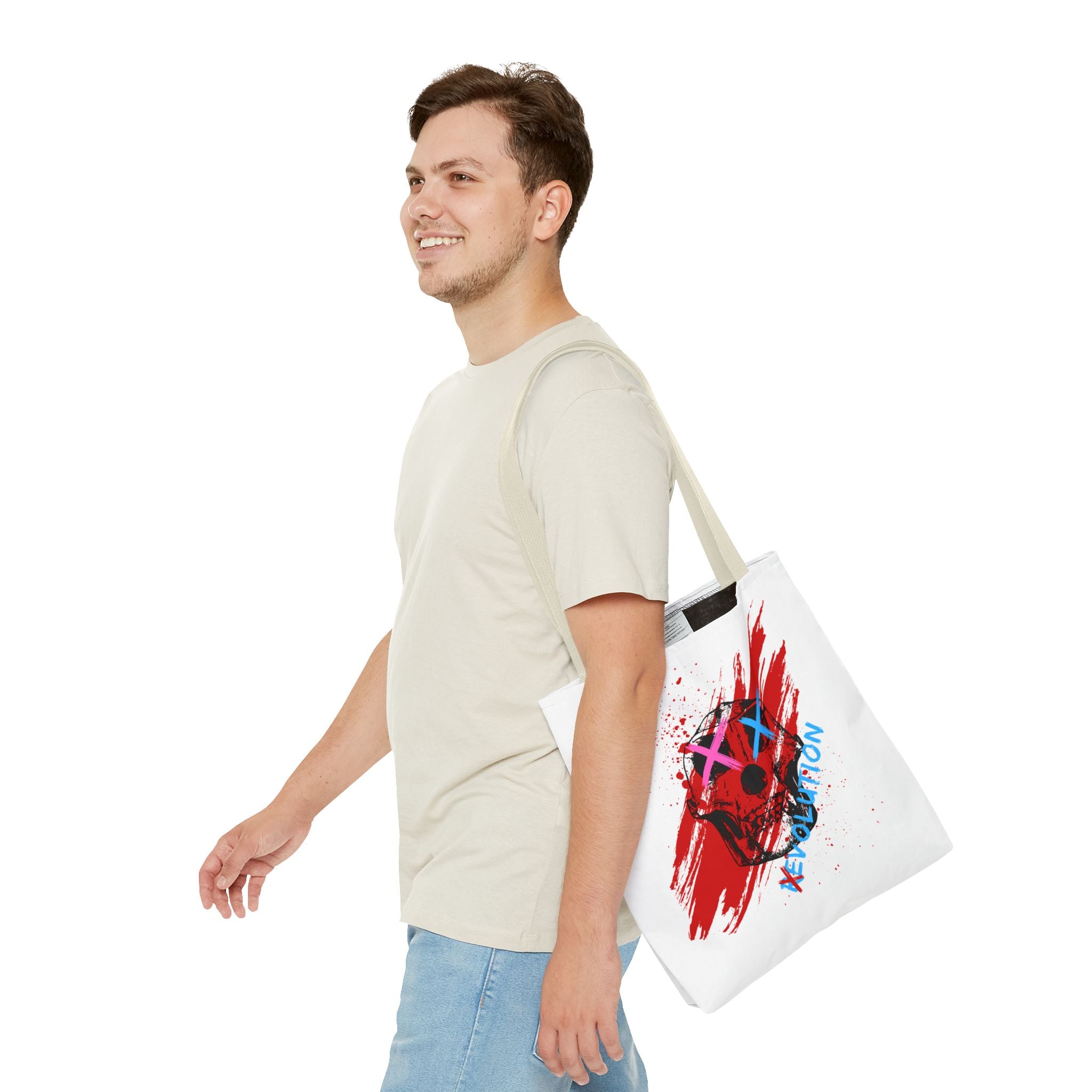 X Revolution Tote Bag – Gender-Free, Skull Art, Durable Polyester, Multiple Sizes | Inclusive LGBTQIA+ Accessory | Voce Lindx