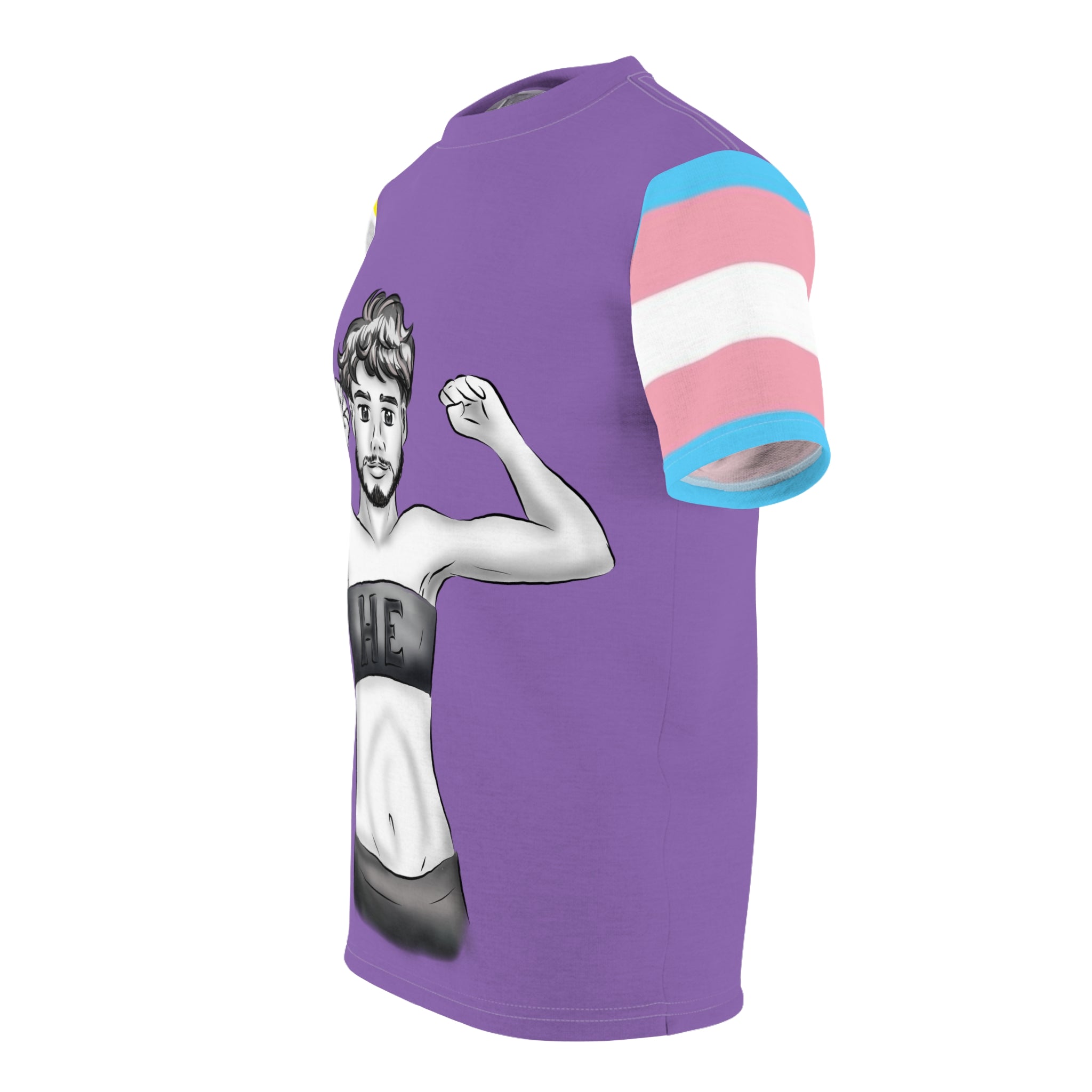 HE Gender-Free Pride Tee – Trans &amp; Nonbinary Flag Sleeves, Inclusive LGBTQIA+ Fashion | Voce Lindx