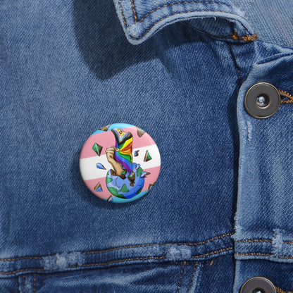 Resistance Pride Pin Button – Gender-Free, Progress &amp; Trans Flag Art, Glossy Metal, Multiple Sizes | Voce Lindx