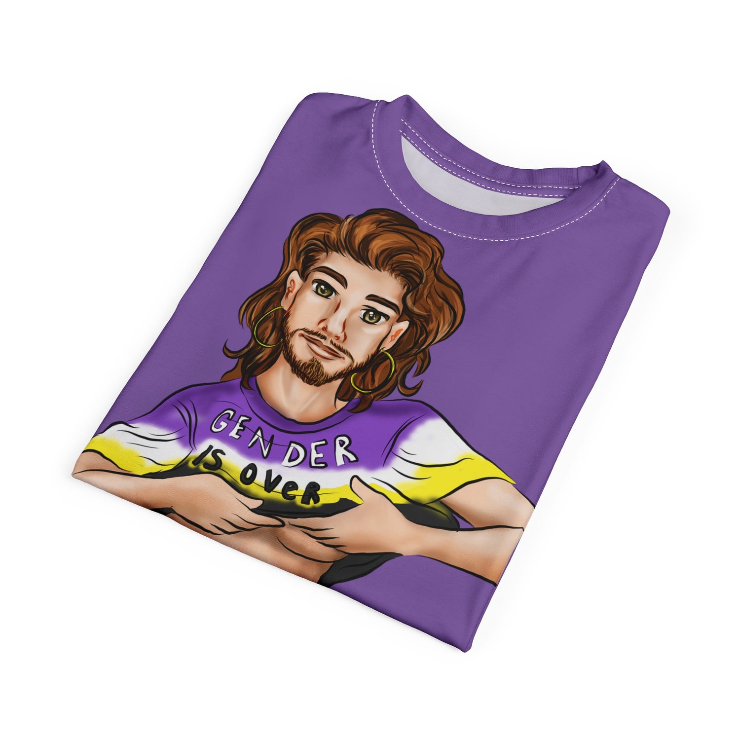 Gender Is Over Gender-Free Tee – Nonbinary &amp; Trans Pride Sleeves, Inclusive LGBTQIA+ Art, Lightweight Polyester | Voce Lindx