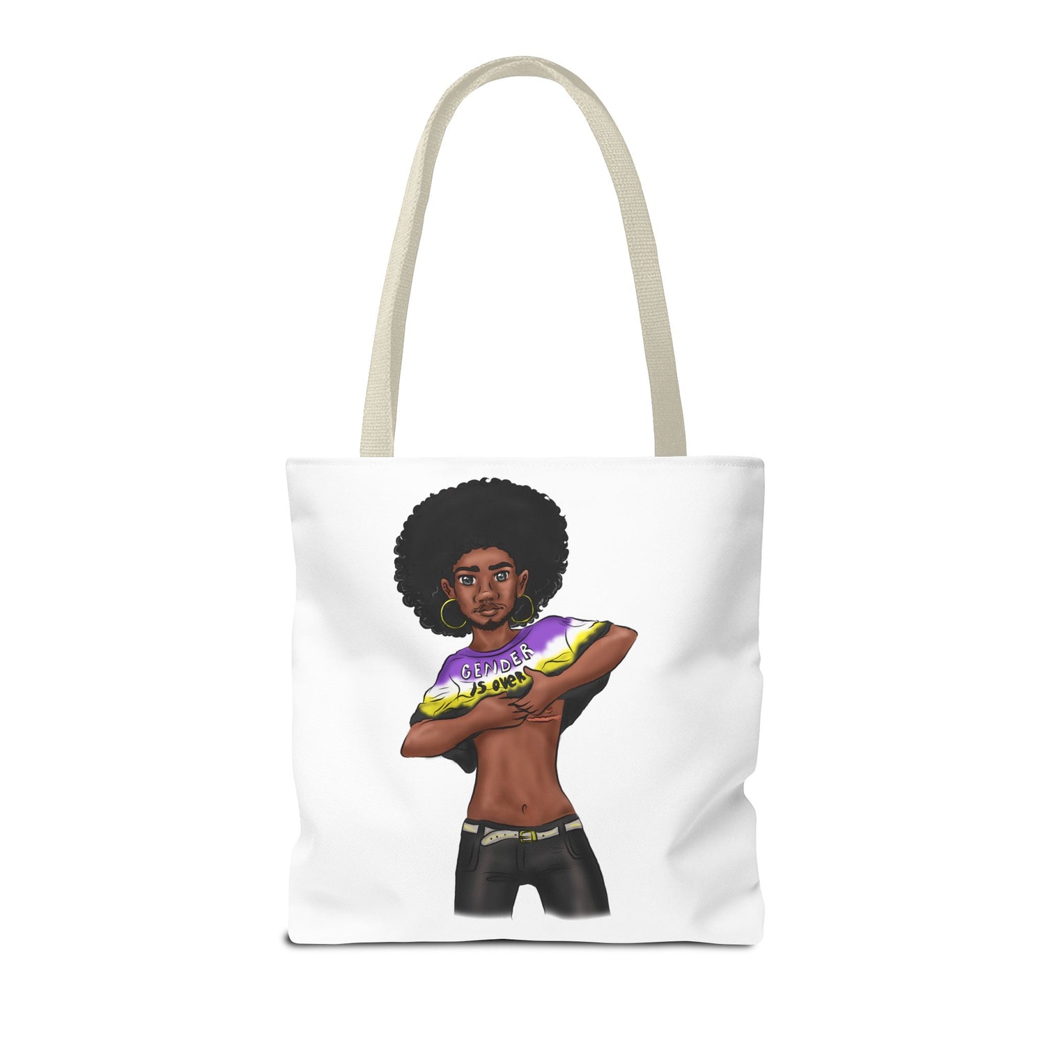 Gender Is Over Tote Bag – Gender-Free, Black Representation Art, Durable Polyester, Multiple Sizes | Inclusive LGBTQIA+ Accessory | Voce Lindx