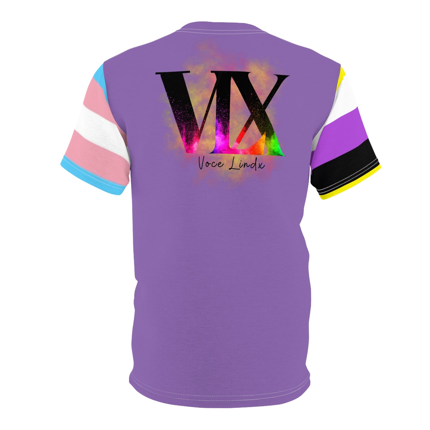HE Gender-Free Pride Tee – Trans &amp; Nonbinary Flag Sleeves, Inclusive LGBTQIA+ Fashion | Voce Lindx