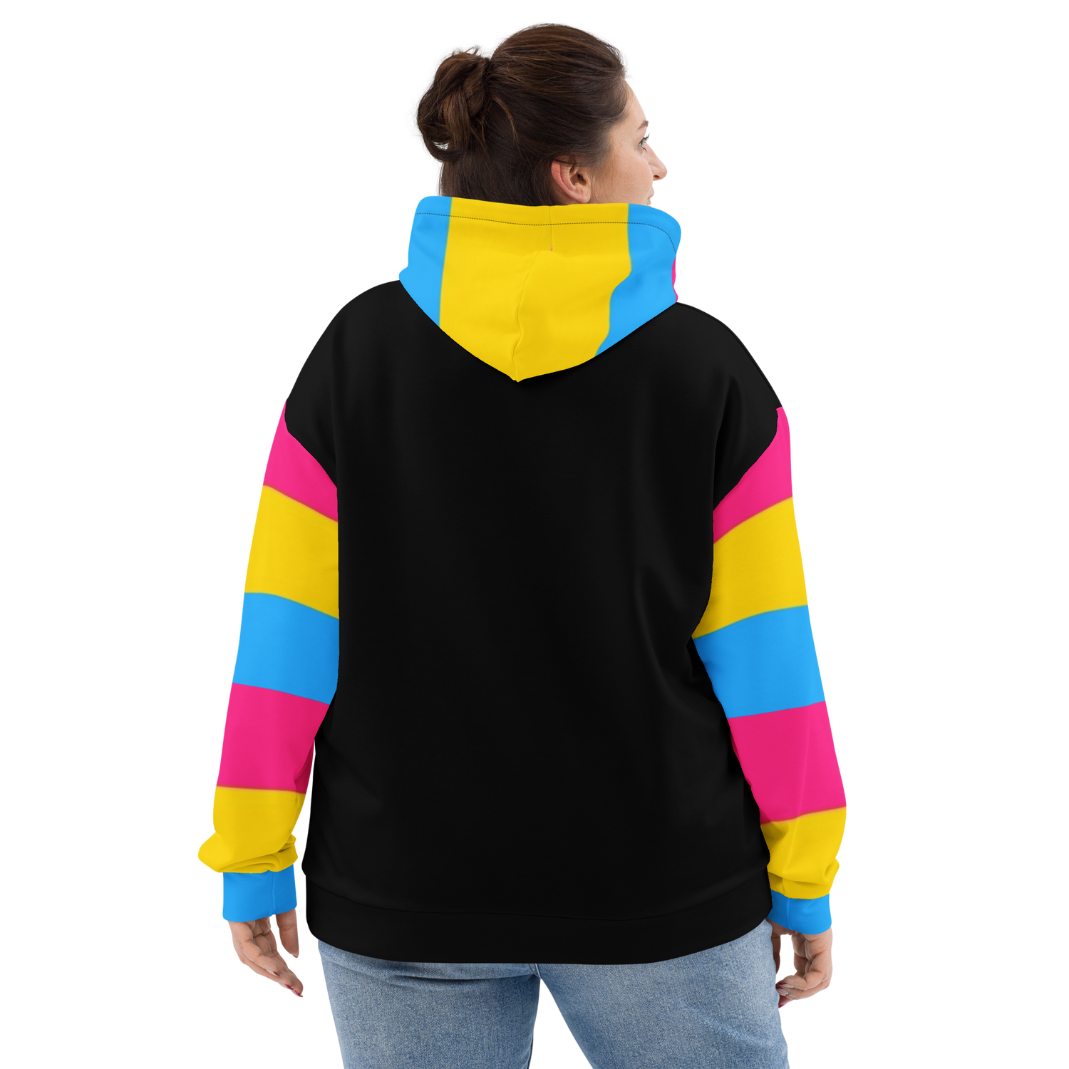 VOCE LINDX Pansexual Flag Hoodie – 95 % Recycled Polyester &amp; 5 % Spandex, Brushed Fleece, Flag Design