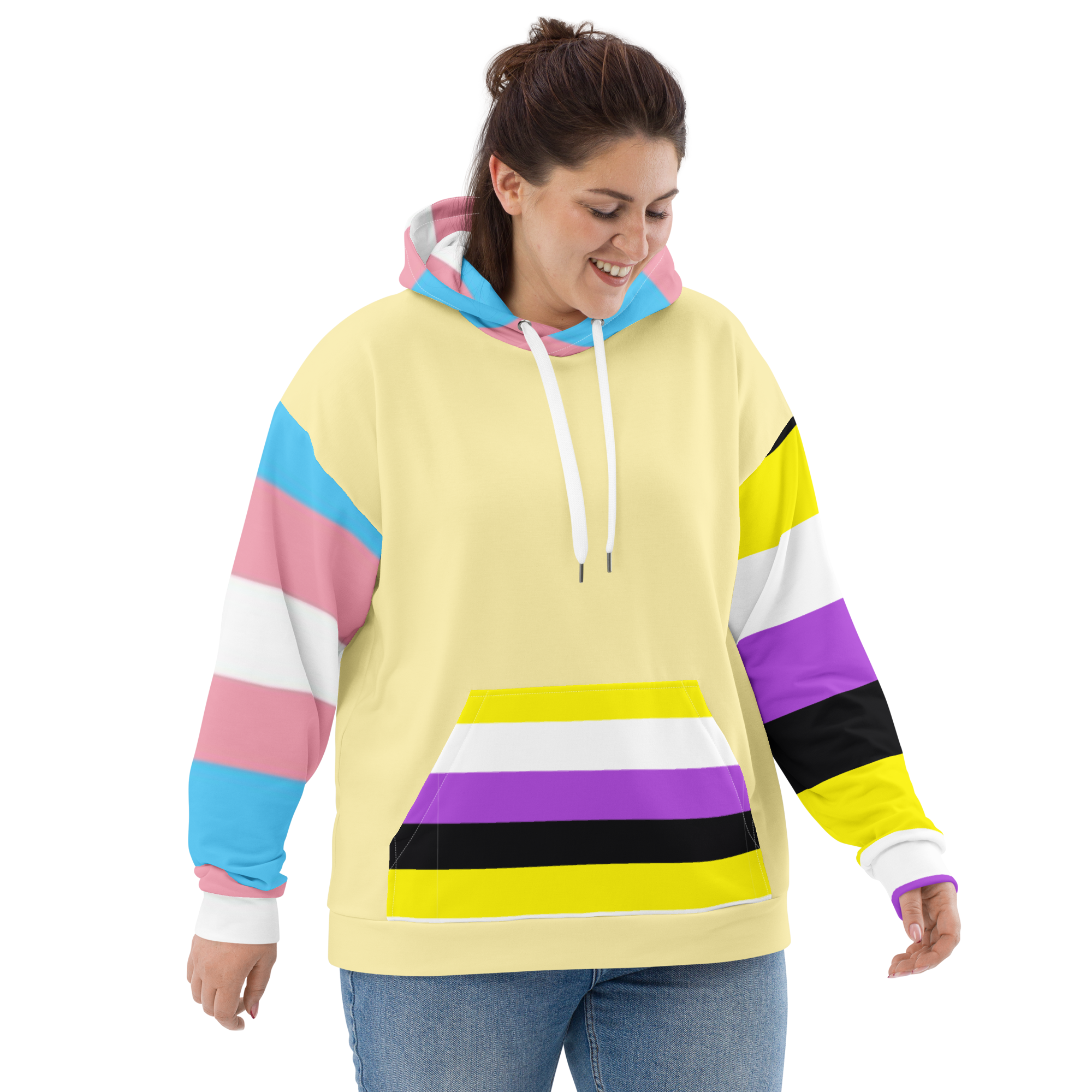 Trans + Non-Binary Flag Hoodie – Inclusive Pride Fashion | Comfortable &amp; Gender-Free Statement Wear