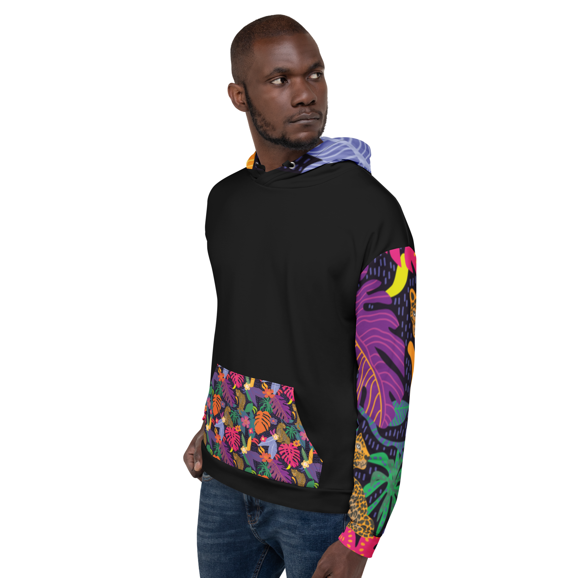 Floral Jaguar Hoodie – Colourful Print with Botanical Motifs | Bold &amp; Artistic Streetwear