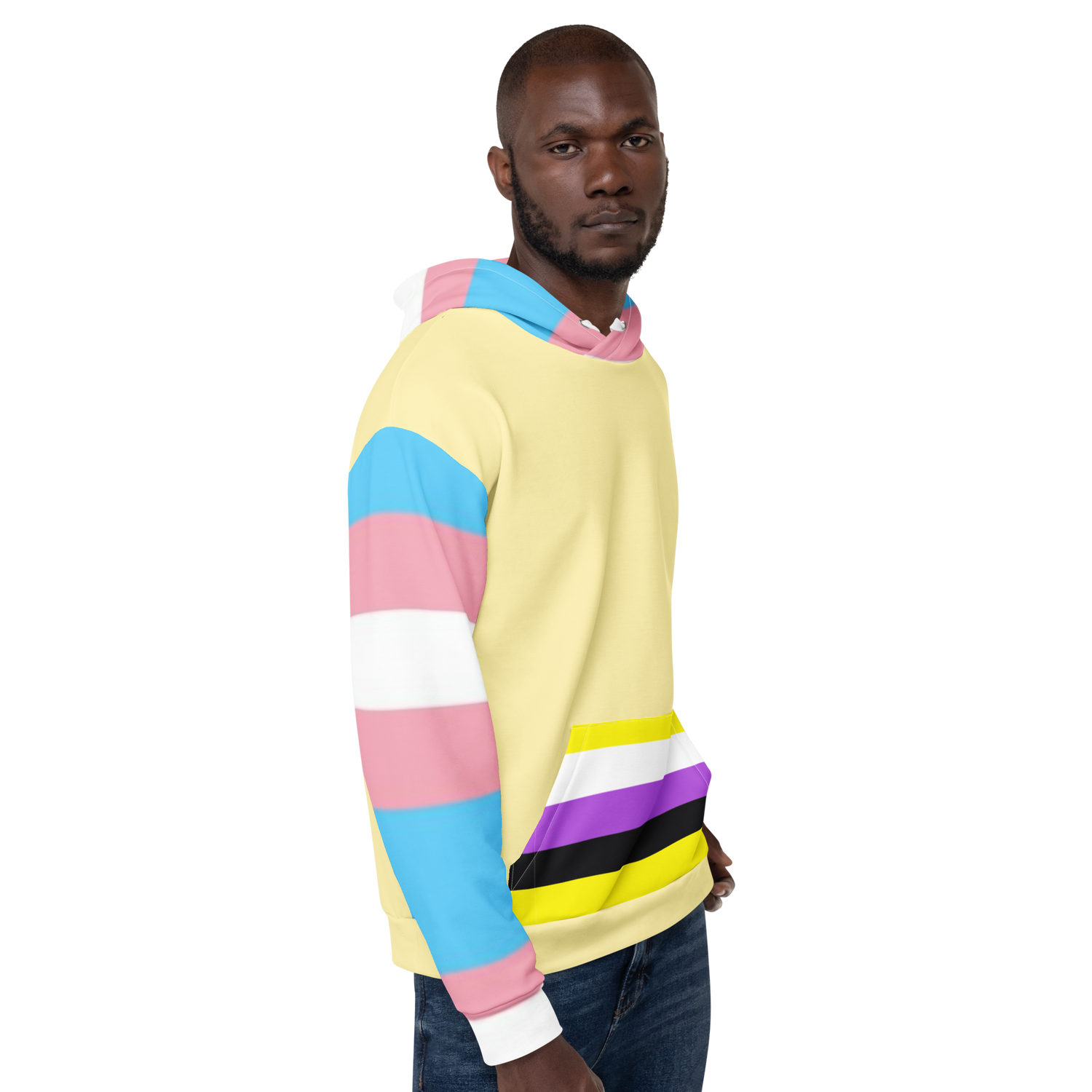 Trans + Non-Binary Flag Hoodie – Inclusive Pride Fashion | Comfortable &amp; Gender-Free Statement Wear