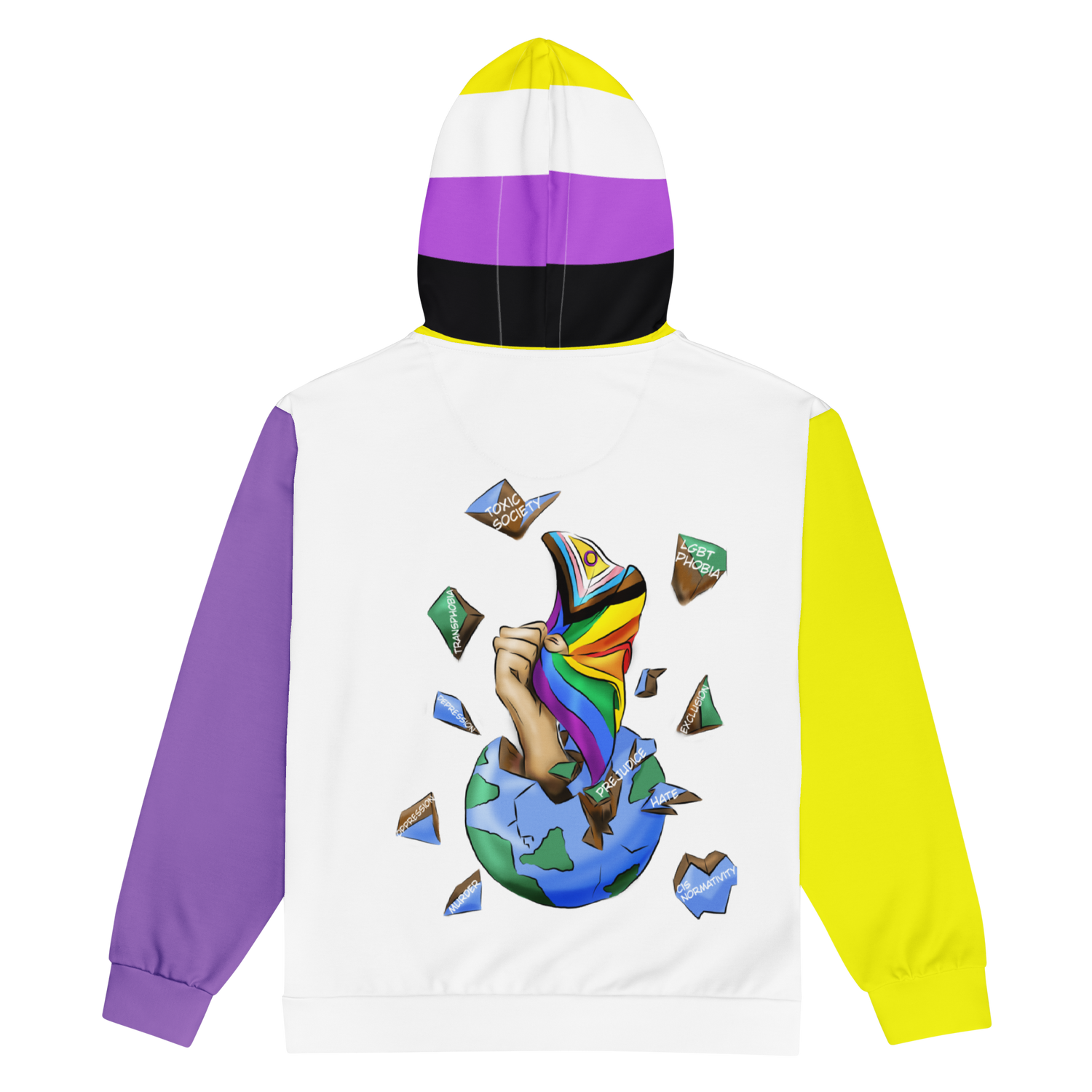 Sudadera con capucha y cremallera no binaria