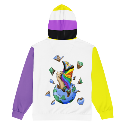 Sudadera con capucha y cremallera no binaria