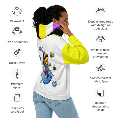 Sudadera con capucha y cremallera no binaria