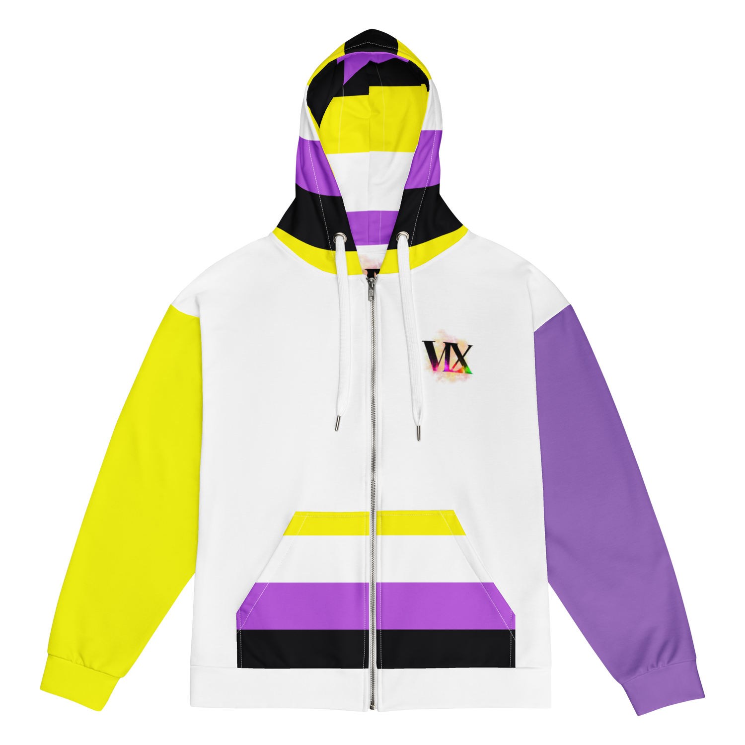 Sudadera con capucha y cremallera no binaria