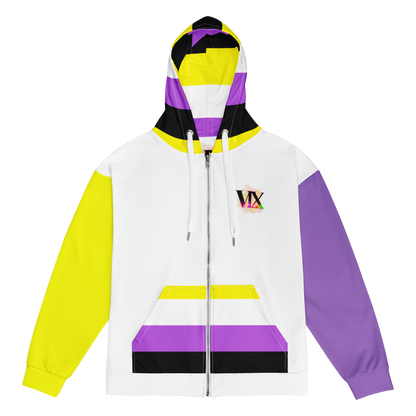 Sudadera con capucha y cremallera no binaria
