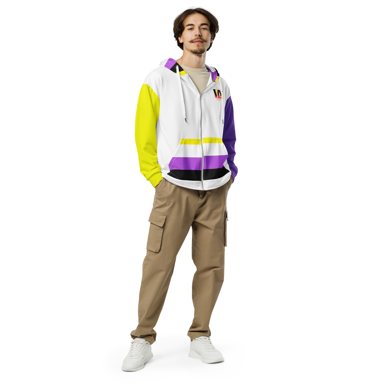 Sudadera con capucha y cremallera no binaria