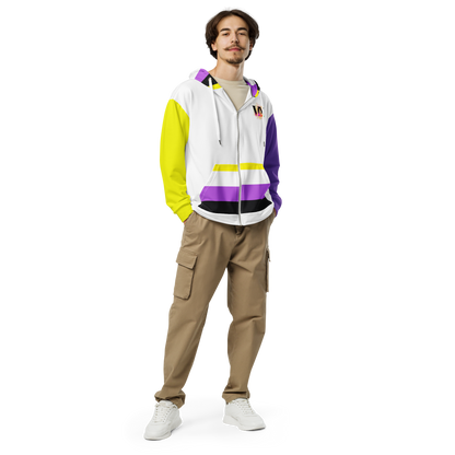 Sudadera con capucha y cremallera no binaria
