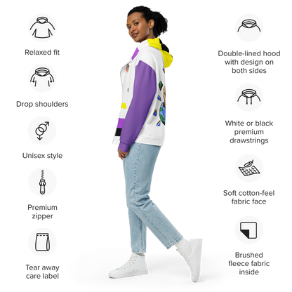 Sudadera con capucha y cremallera no binaria