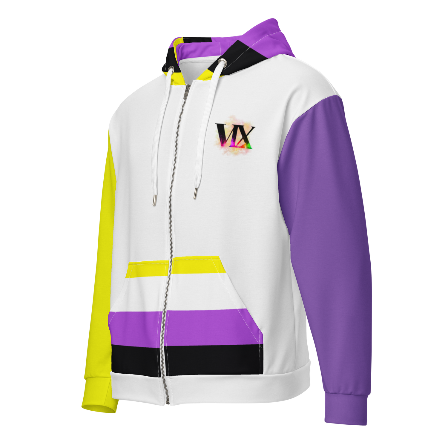 Sudadera con capucha y cremallera no binaria